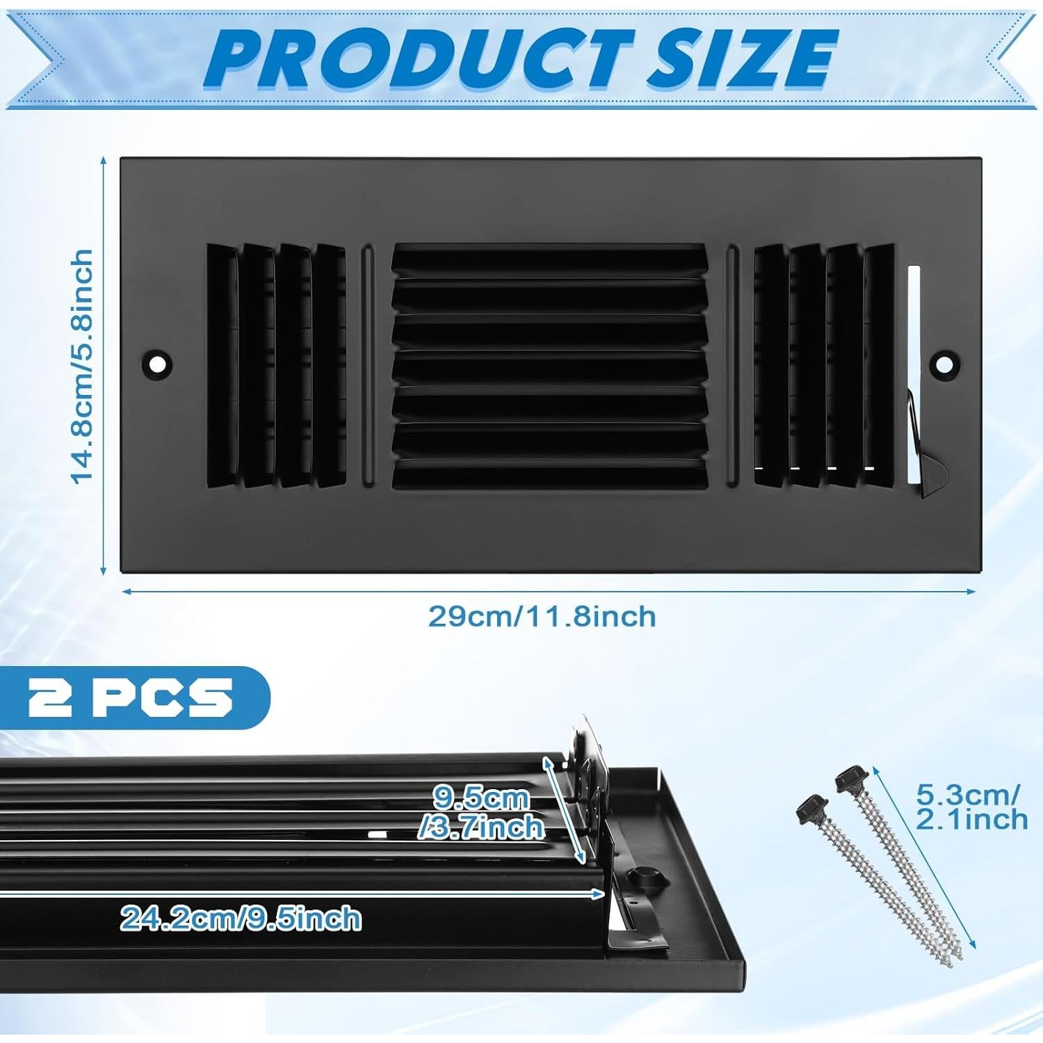 Cubiertas de Ventilación de Techo Wesiti 10x4" 2 Pcs Negro