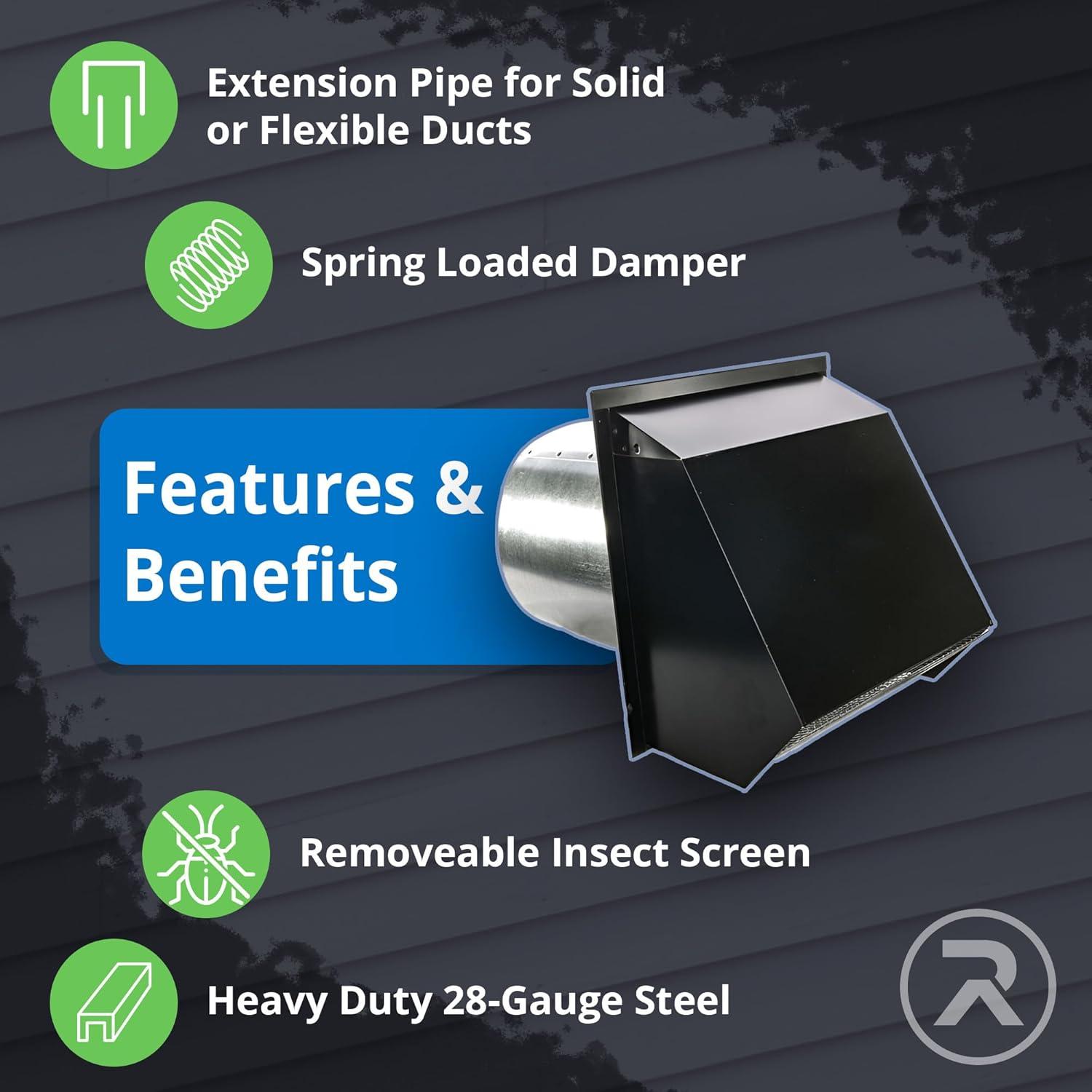 Rejilla de Pared con Capucha Roofing Direct 20.32 cm Blanco