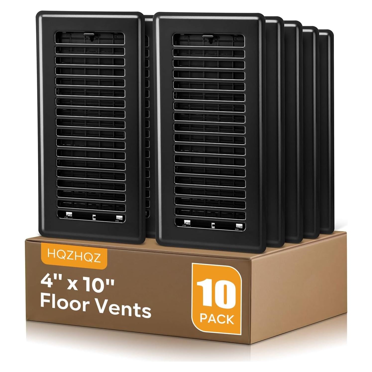 Rejillas de Piso HQZHQZ 10 Pcs 10x25 cm Acero Negro