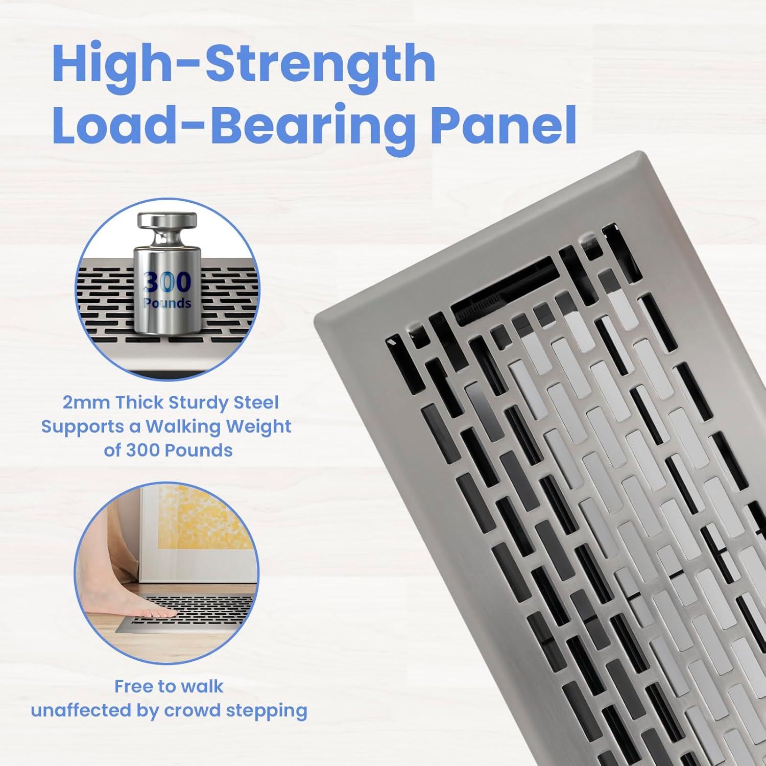 Rejilla de Piso 10x25 cm Howeall - Alta Resistencia Níquel Satinado