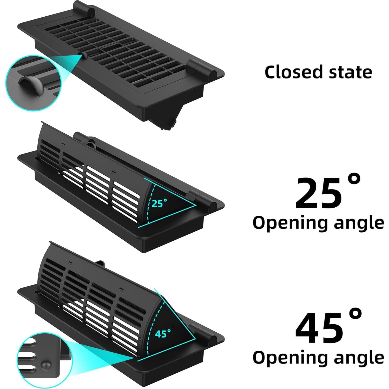 Deflectores de Ventilación 2 en 1 BYEWIRE 4x10 cm Negro - Paquete de 2