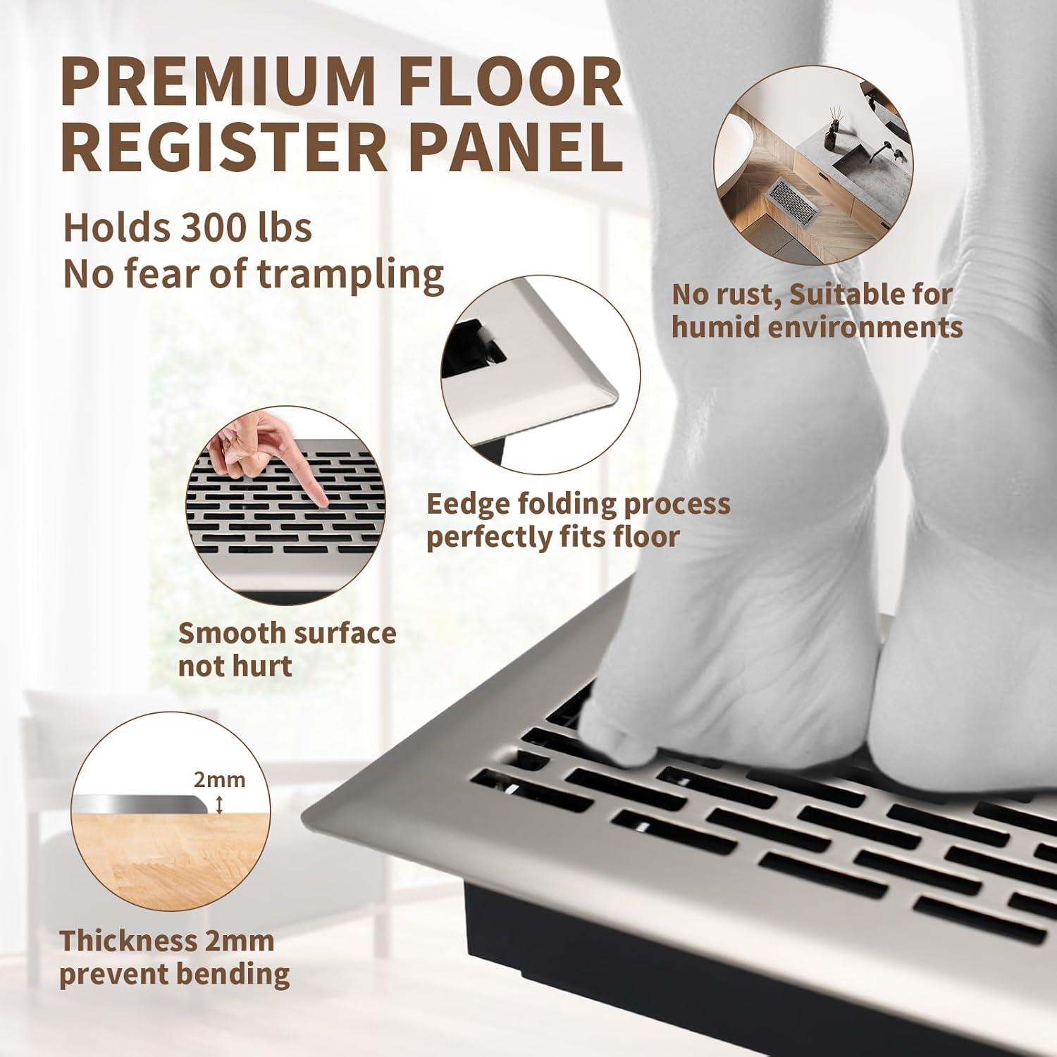 Registro de Piso SANYCASA 10x25 cm Niquel Satinado Ajustable