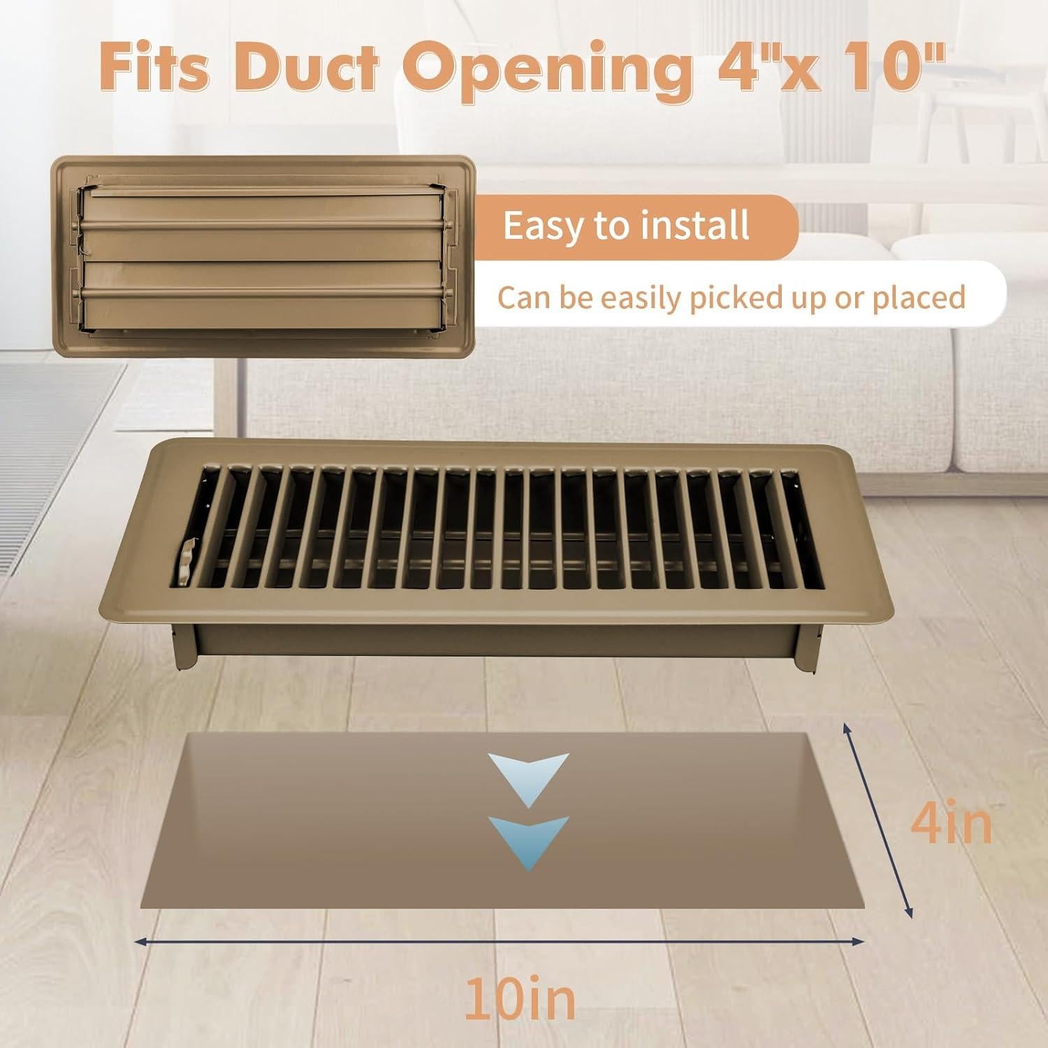 Cubiertas de Ventilación de Piso ACNOYEL 4x10" Marrón - 2 Piezas