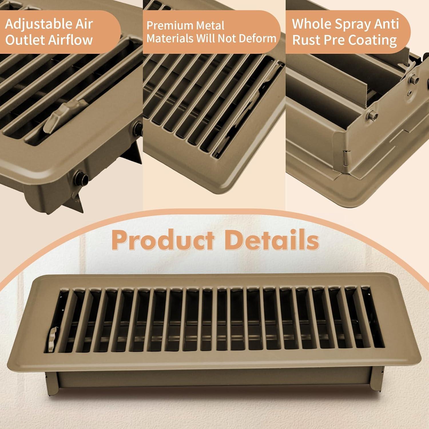 Cubiertas de Ventilación de Piso ACNOYEL 4x10" Marrón - 2 Piezas