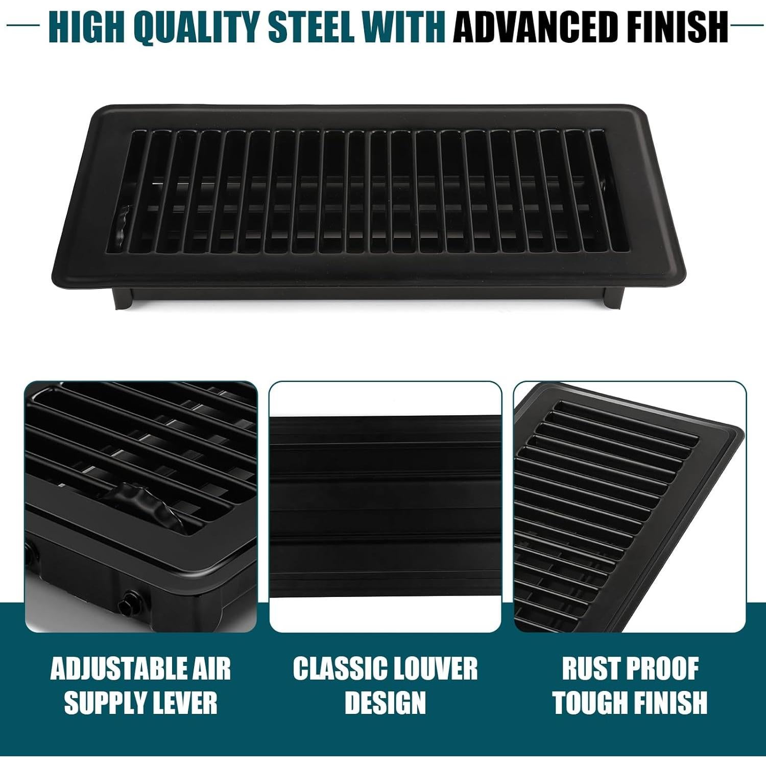 Registro de Piso VOISEN 29.2x14 cm Acero Negro 2 Piezas