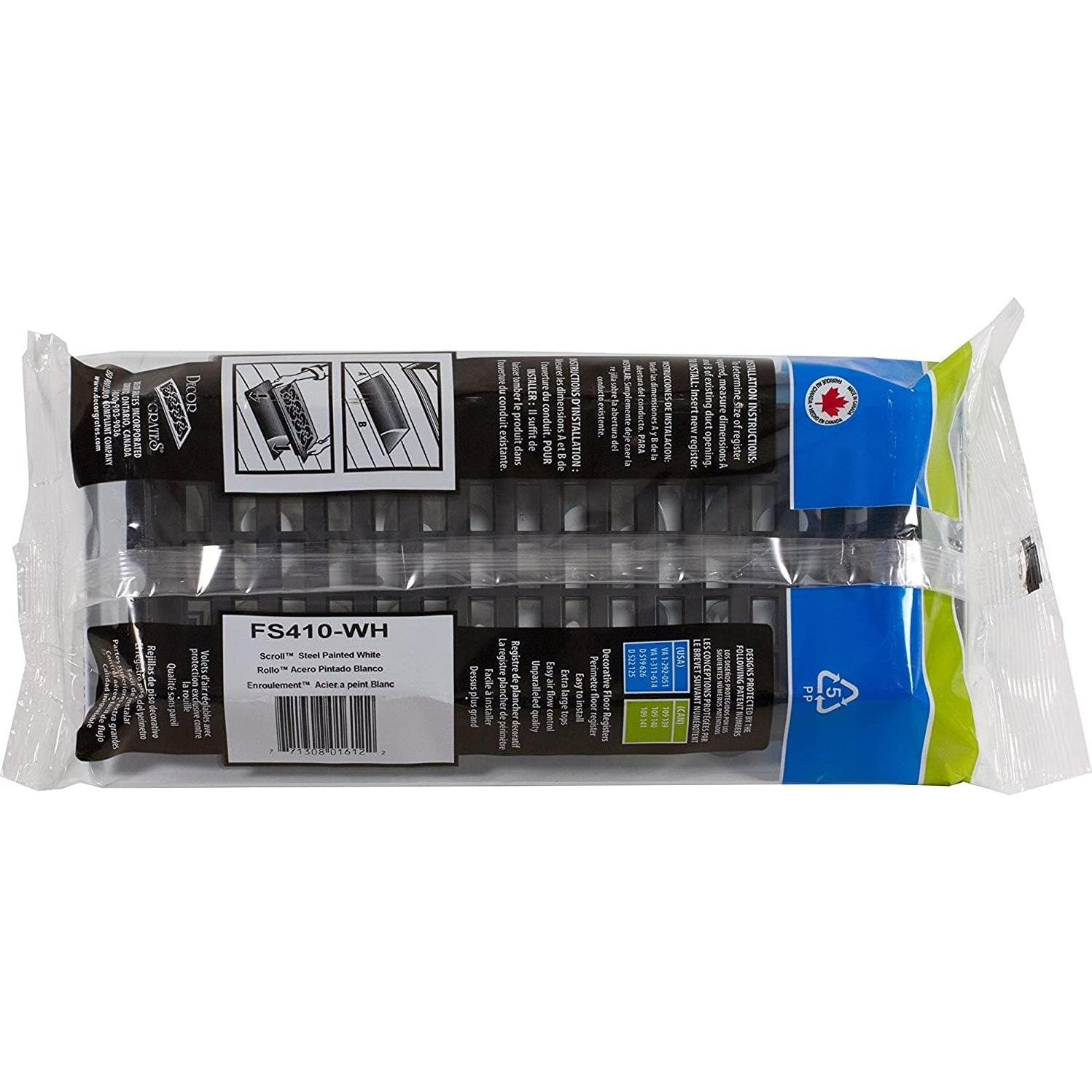 Rejilla de Piso Decor Grates FS410-WH 10x25 cm Blanca