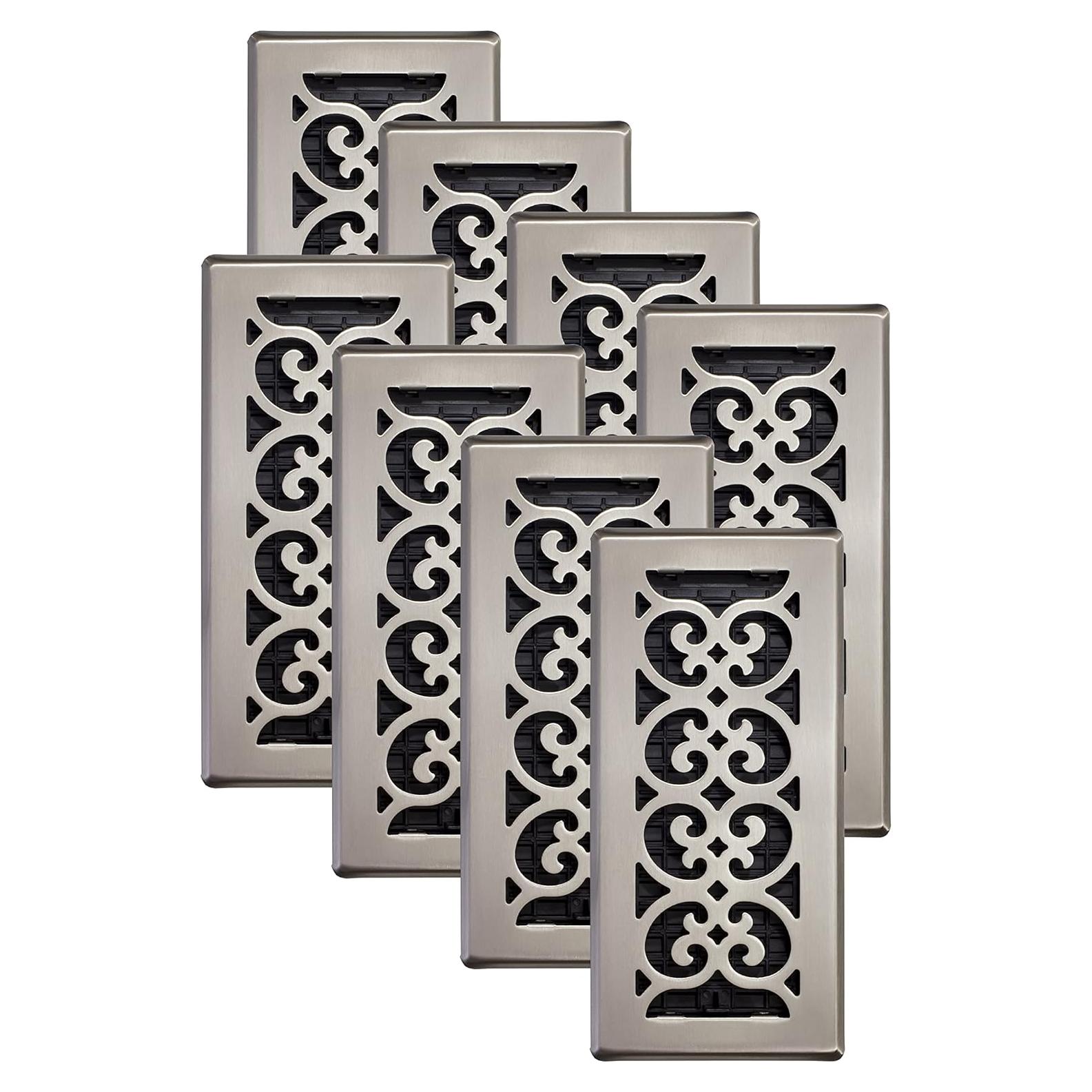 Rejillas de Piso Decor Grates Acero Niquelado 10x25 cm Paquete 8