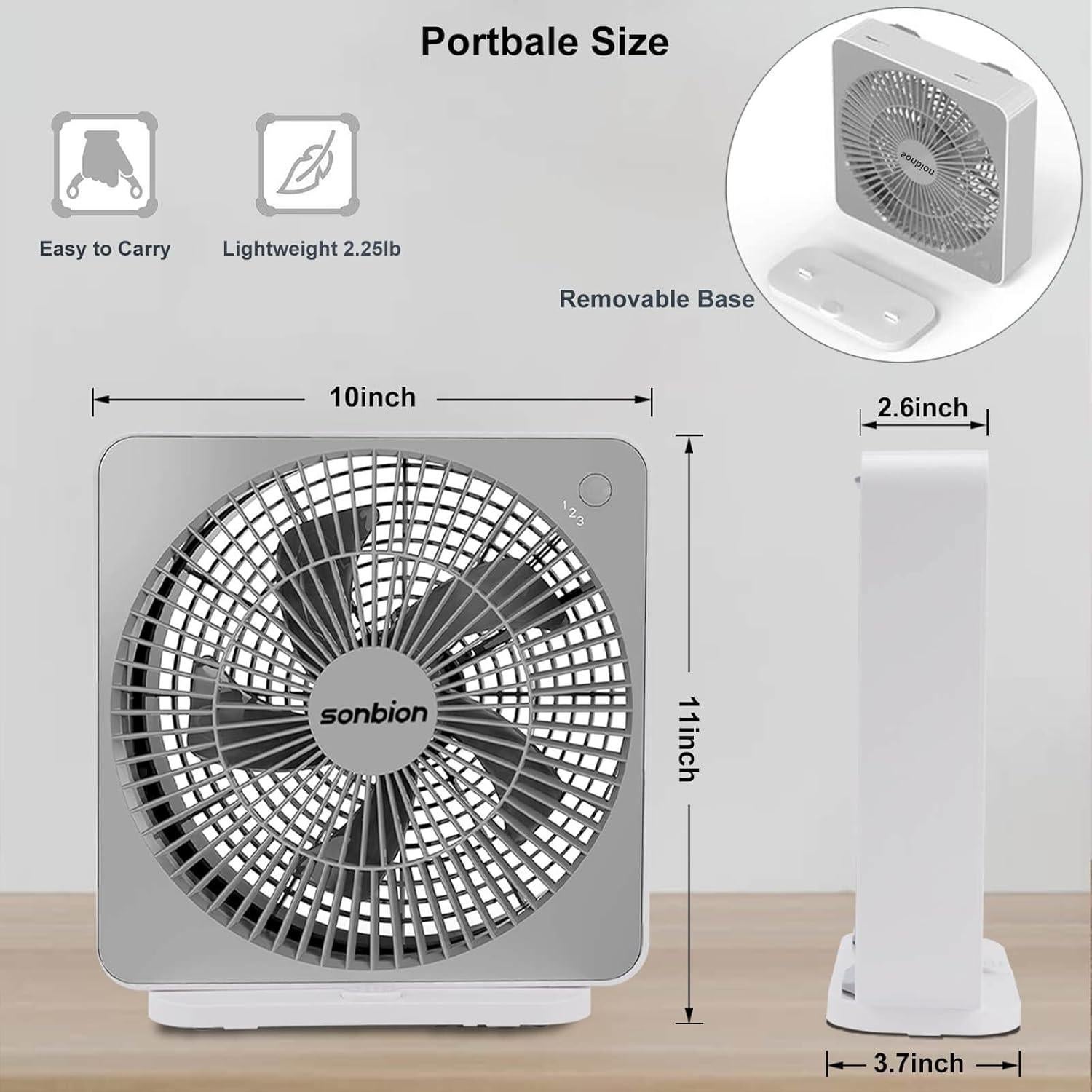 Ventilador de caja SONBION ZL2002Y 10" silencioso 3 velocidades