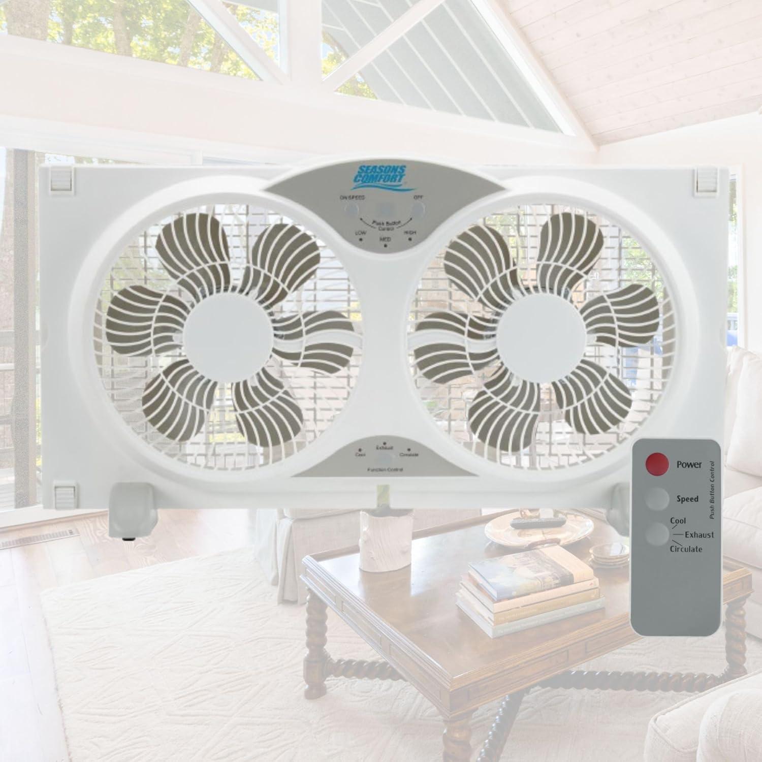Ventilador de Ventana Doble Seasons Comfort 9" Twin 3 Velocidades