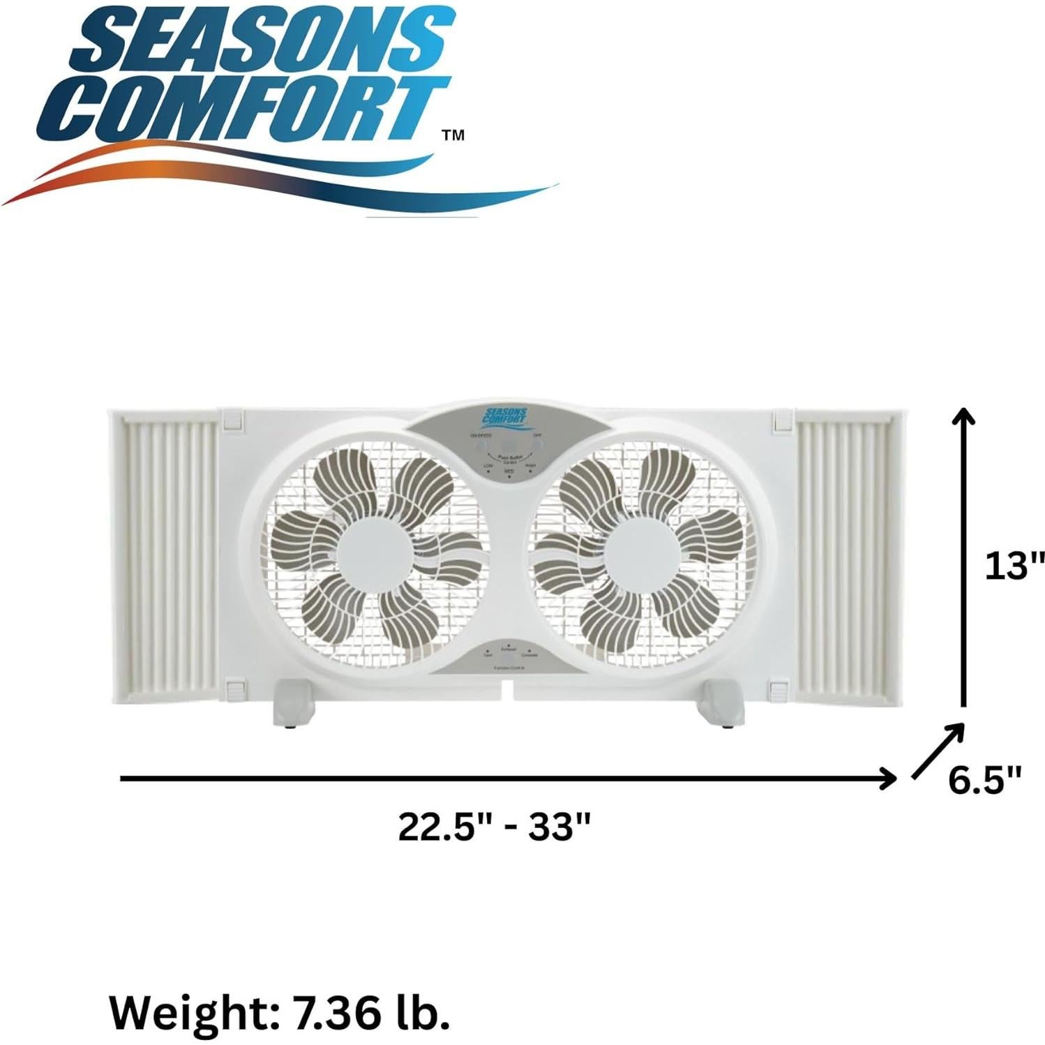 Ventilador de Ventana Doble Seasons Comfort 9" Twin 3 Velocidades