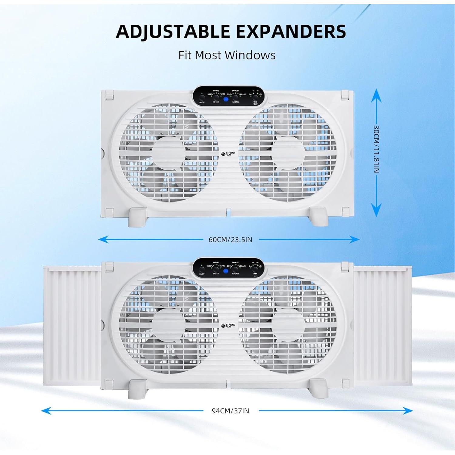 Ventilador de Ventana Doble BEYOND BREEZE 9" con Control Remoto