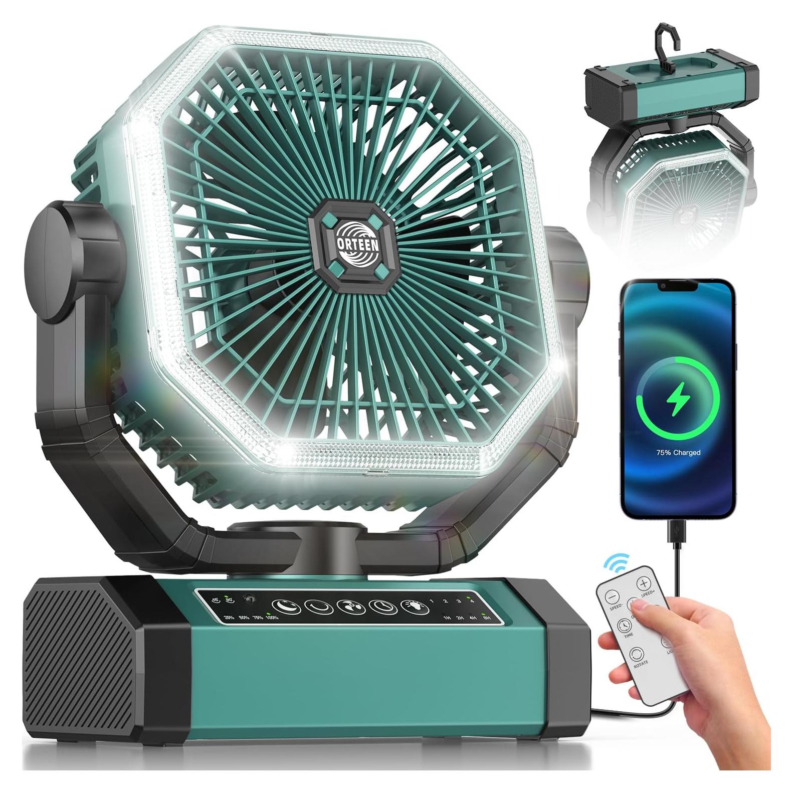 Ventilador Portátil Recargable Orteen 9" con Control Remoto