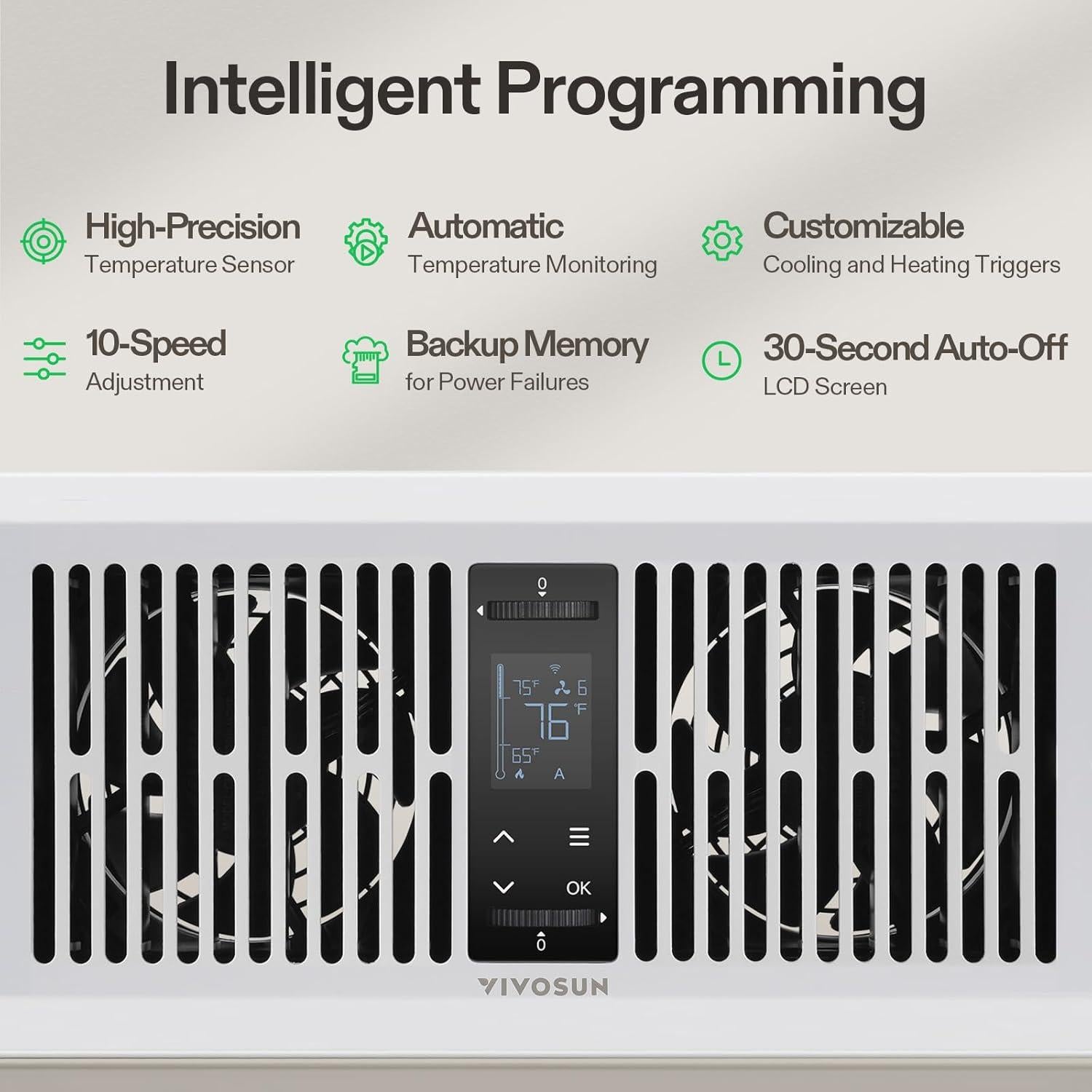 Ventilador Aumentador de Registro VIVOSUN 10 Velocidades Blanco