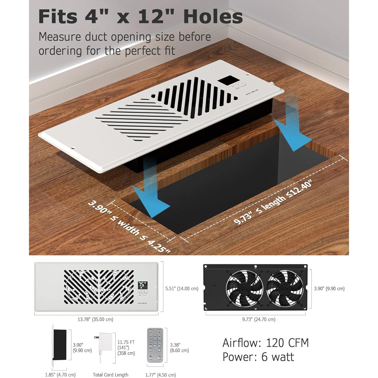 Ventilador Aumentador de Registro ATOM NEXUS Z412, 6W, 230V, Silencioso