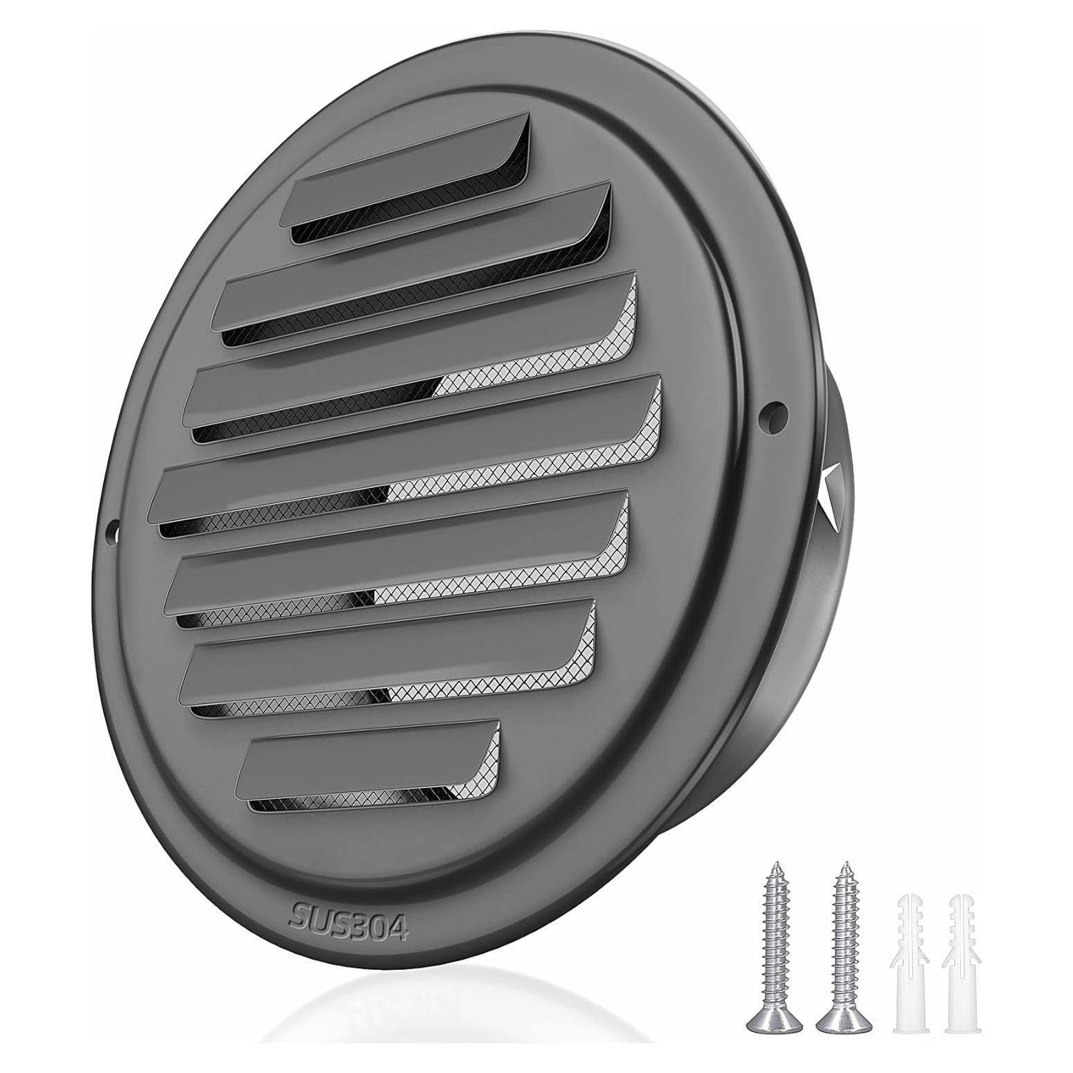 Rejilla de Ventilación de Acero Inoxidable 304 4" Negra