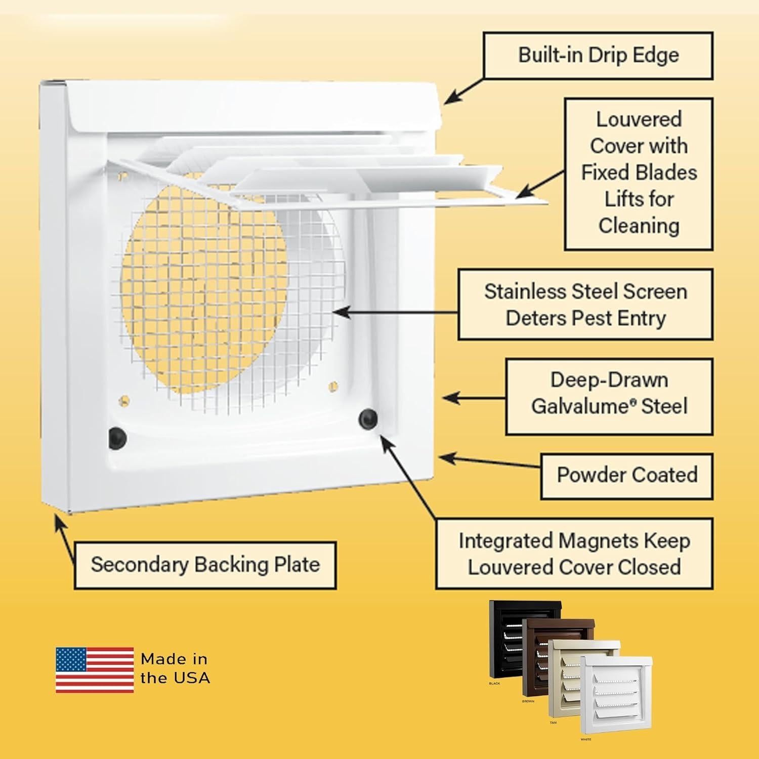 Rejilla de Ventilación de Metal Fresh Vent 10.16 cm Blanca