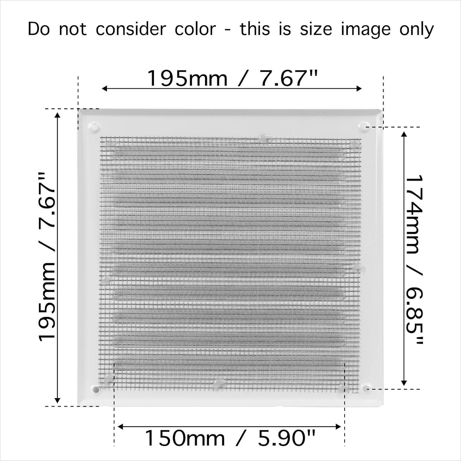 Rejilla de Ventilación Cuadrada 6x6" Acero Inoxidable Negro HVAC