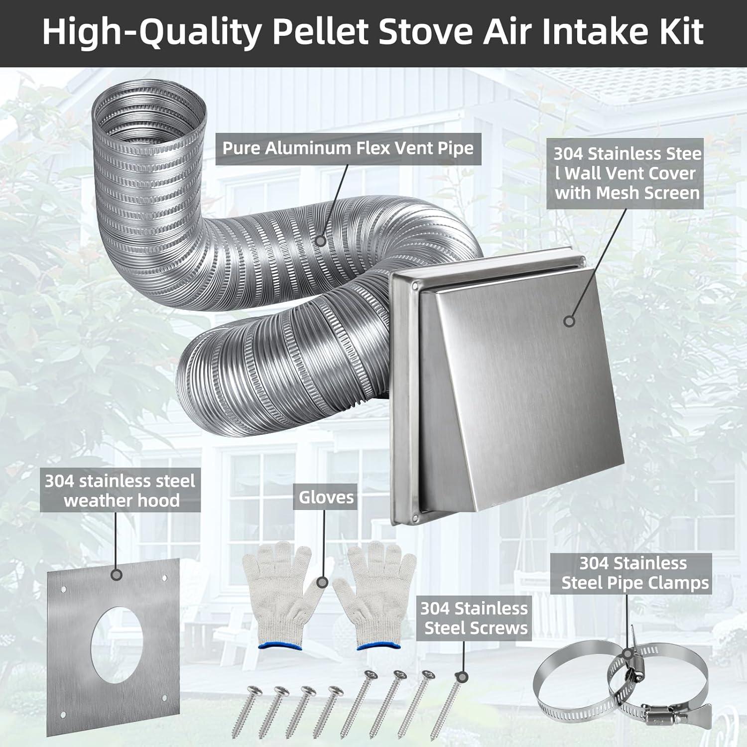 Kit de Entrada de Aire Fresco JYINCPED 2" x 152.4 cm para Estufa de Pellets