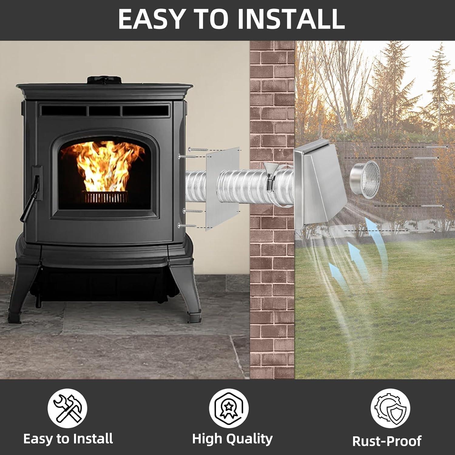 Kit de Entrada de Aire Fresco JYINCPED 2" x 152.4 cm para Estufa de Pellets