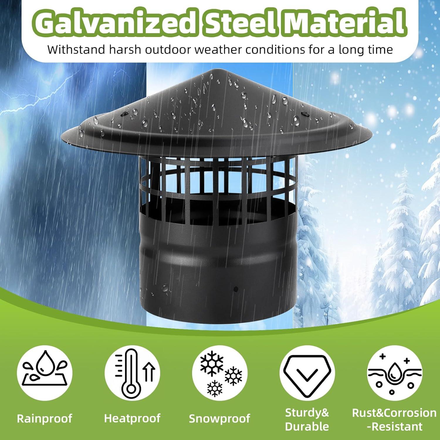 Tapa de Chimenea Redonda 4 Pulgadas Acero Galvanizado CLLOMAGY