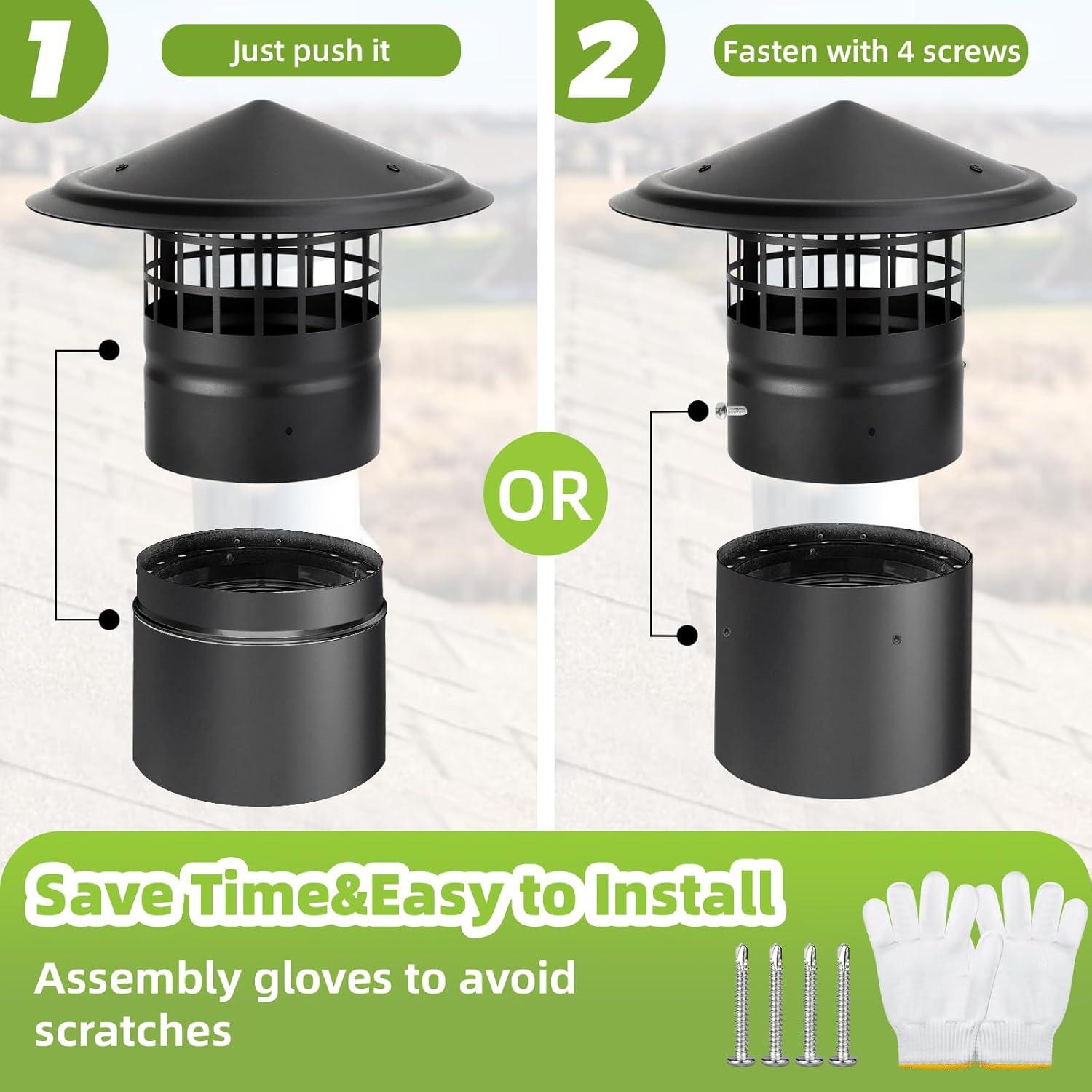 Tapa de Chimenea Redonda 4 Pulgadas Acero Galvanizado CLLOMAGY