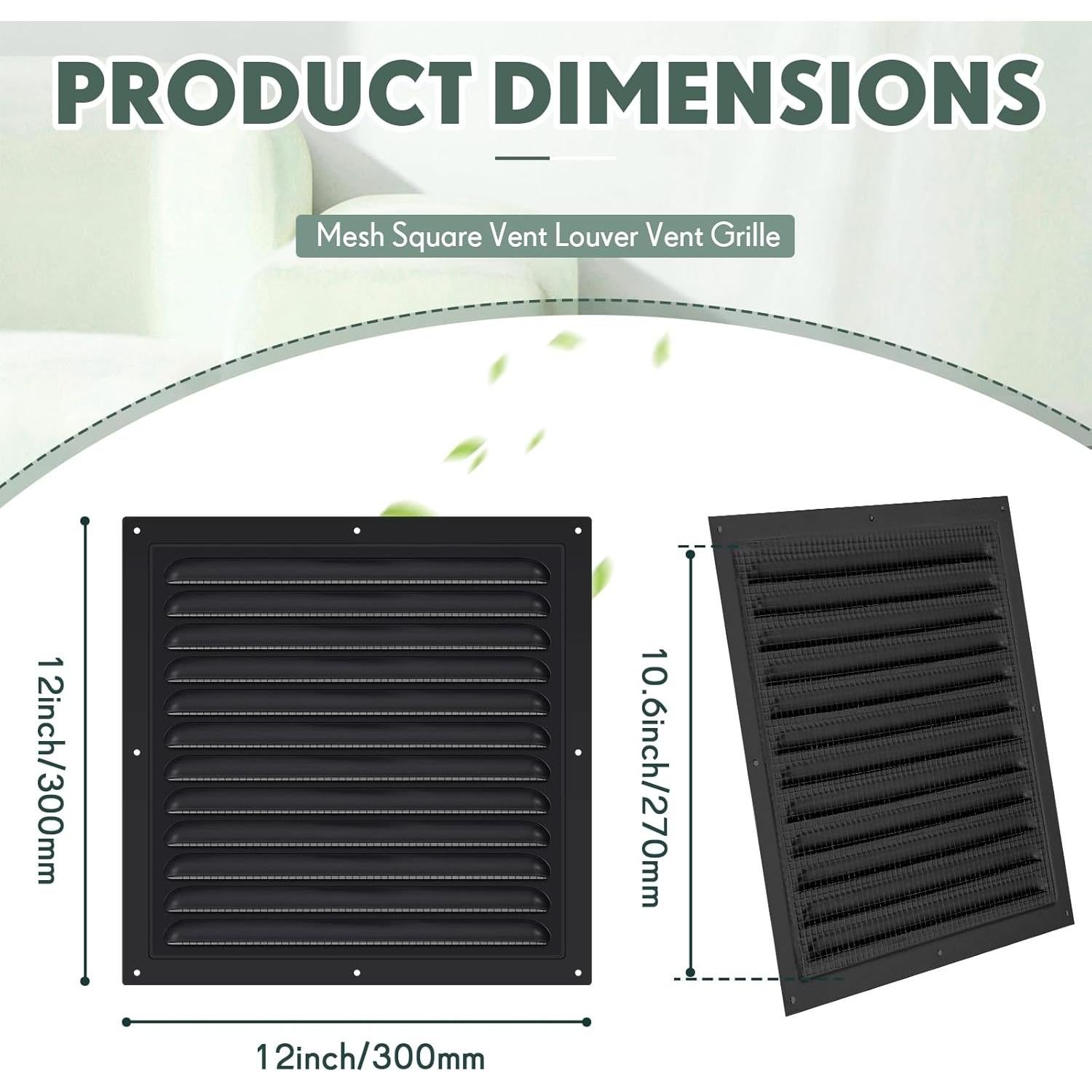 Ventiladores de Ático de Aluminio Yaocom 30.48x30.48cm - 2 Pcs