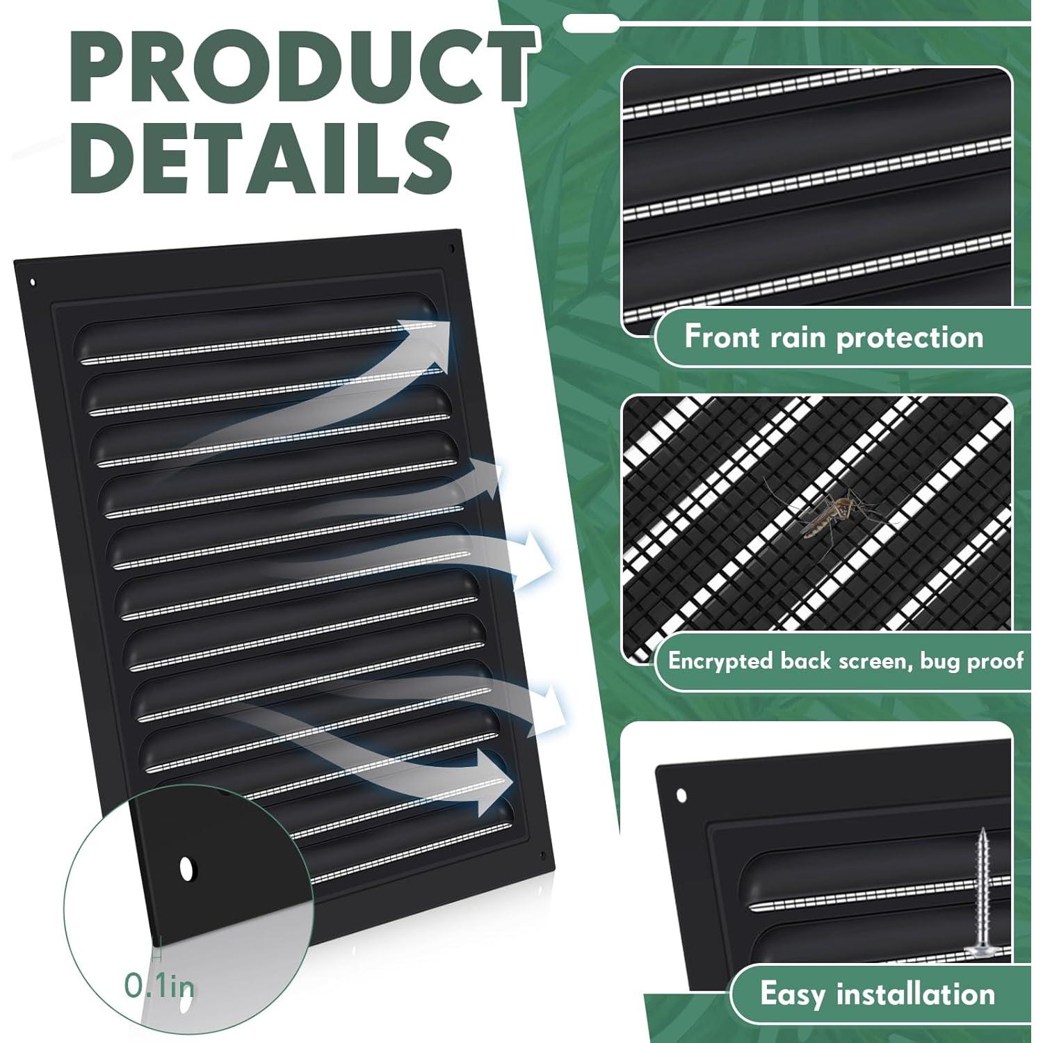 Ventiladores de Ático de Aluminio Yaocom 30.48x30.48cm - 2 Pcs