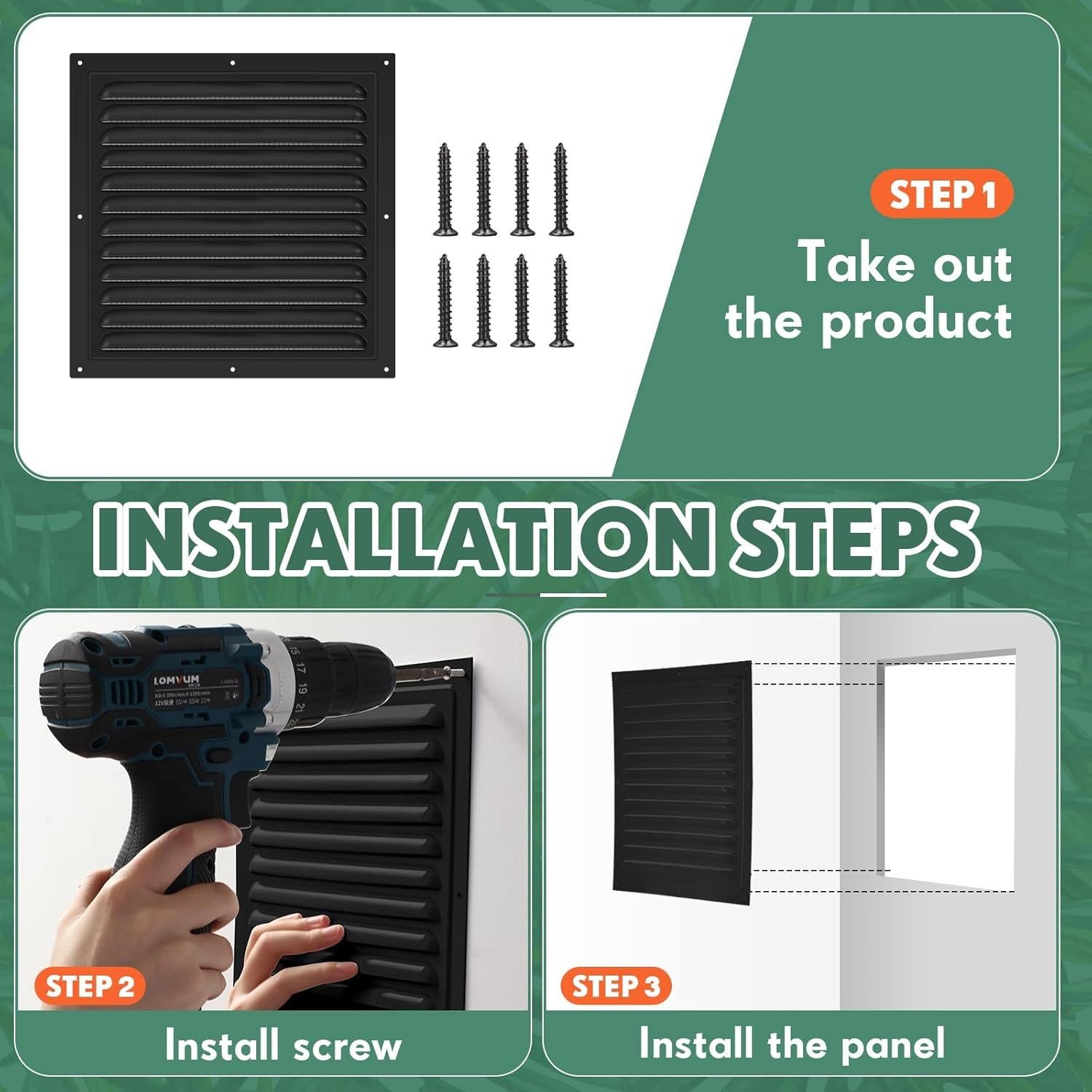 Ventiladores de Ático de Aluminio Yaocom 30.48x30.48cm - 2 Pcs