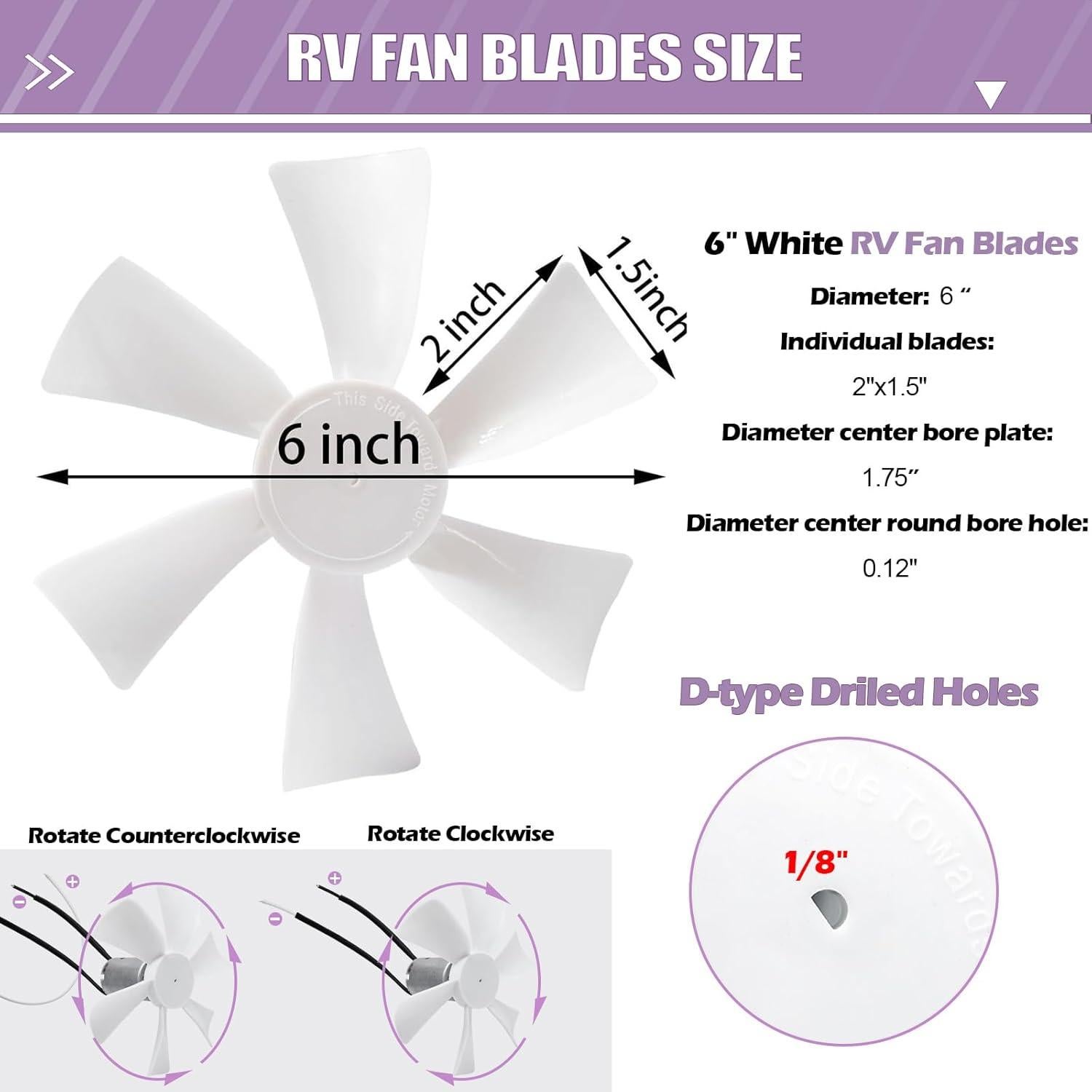 Aspa de Ventilador de 6" MZNOWSEA con Motor D-Shaft 12V