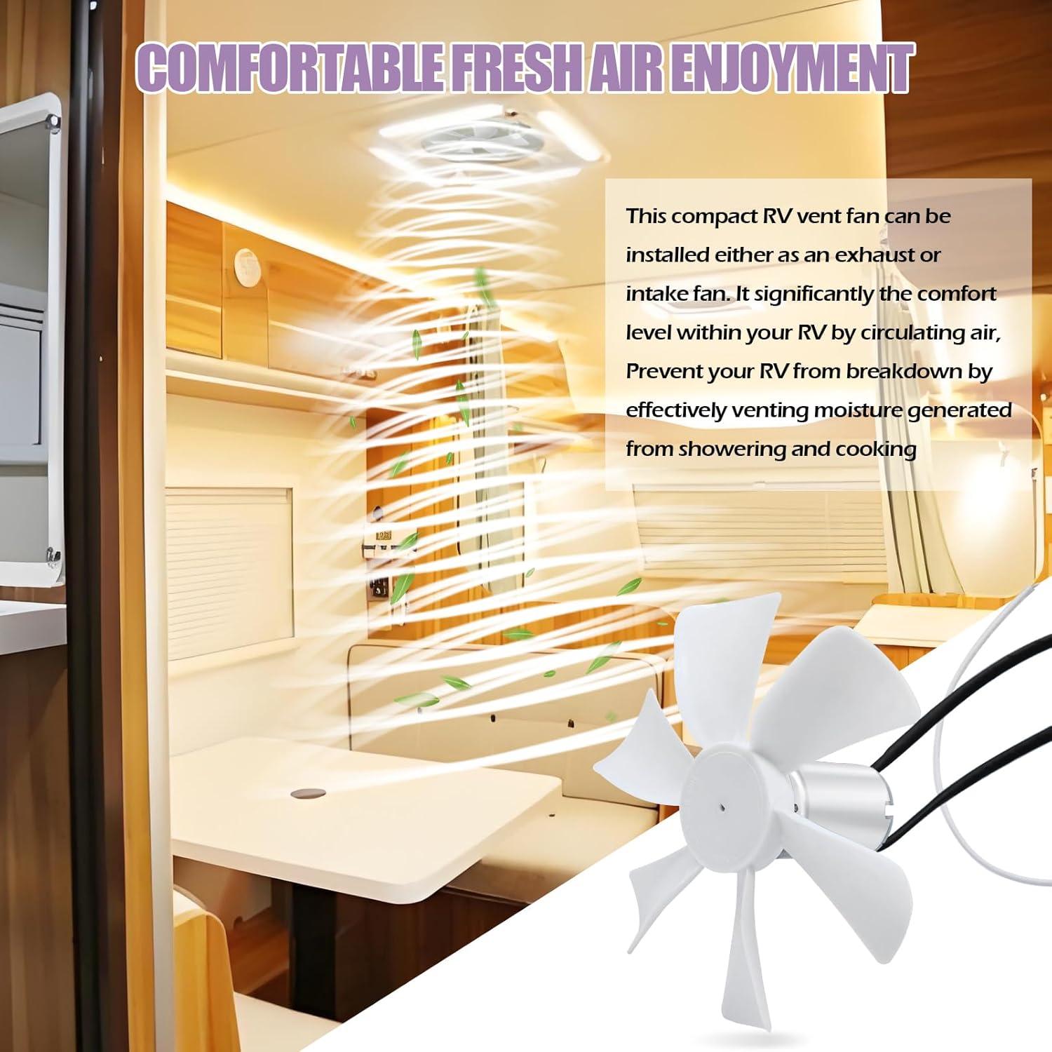 Aspa de Ventilador de 6" MZNOWSEA con Motor D-Shaft 12V