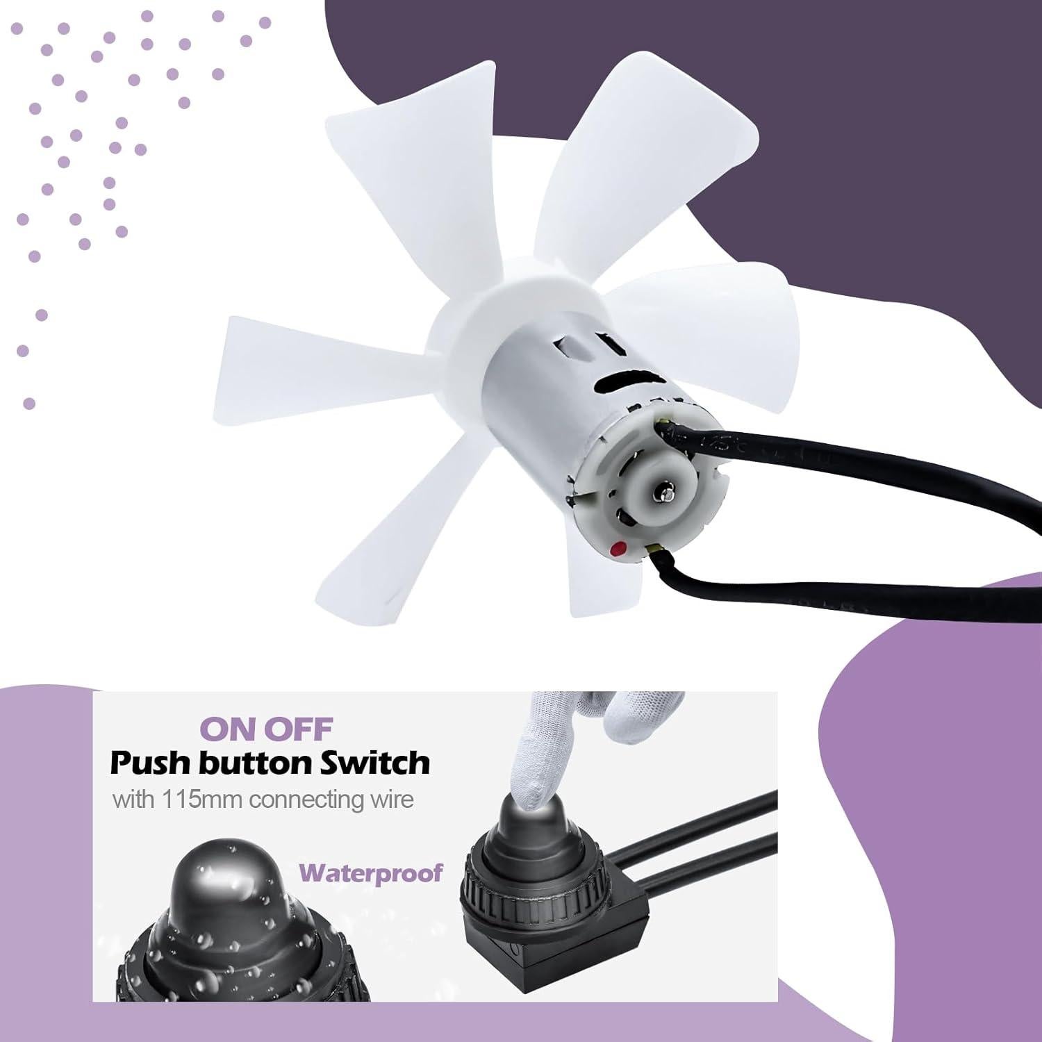 Aspa de Ventilador de 6" MZNOWSEA con Motor D-Shaft 12V