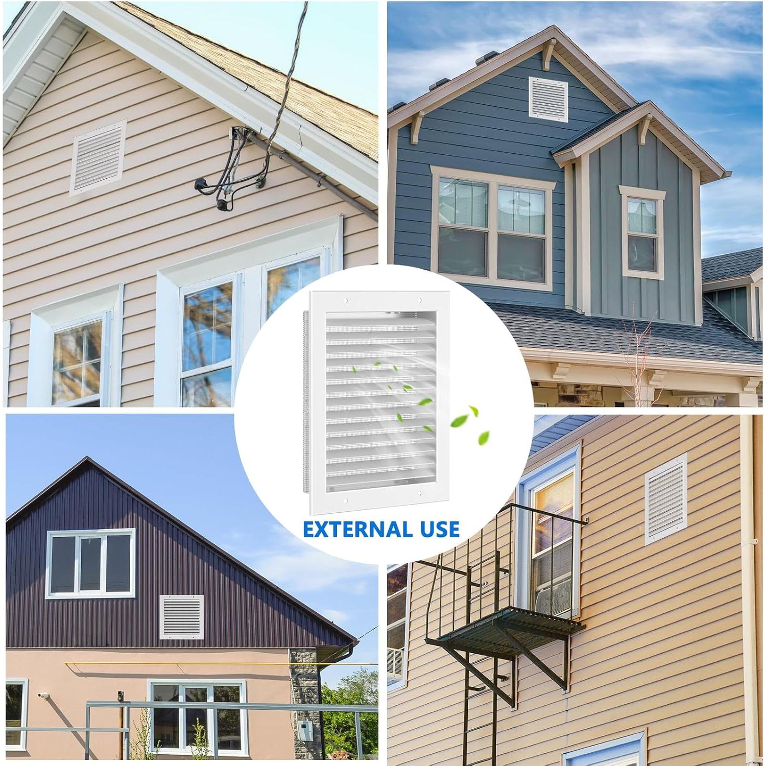 Ventilación de Gable Hon&Guan 30.48x30.48 cm Aluminio Blanco