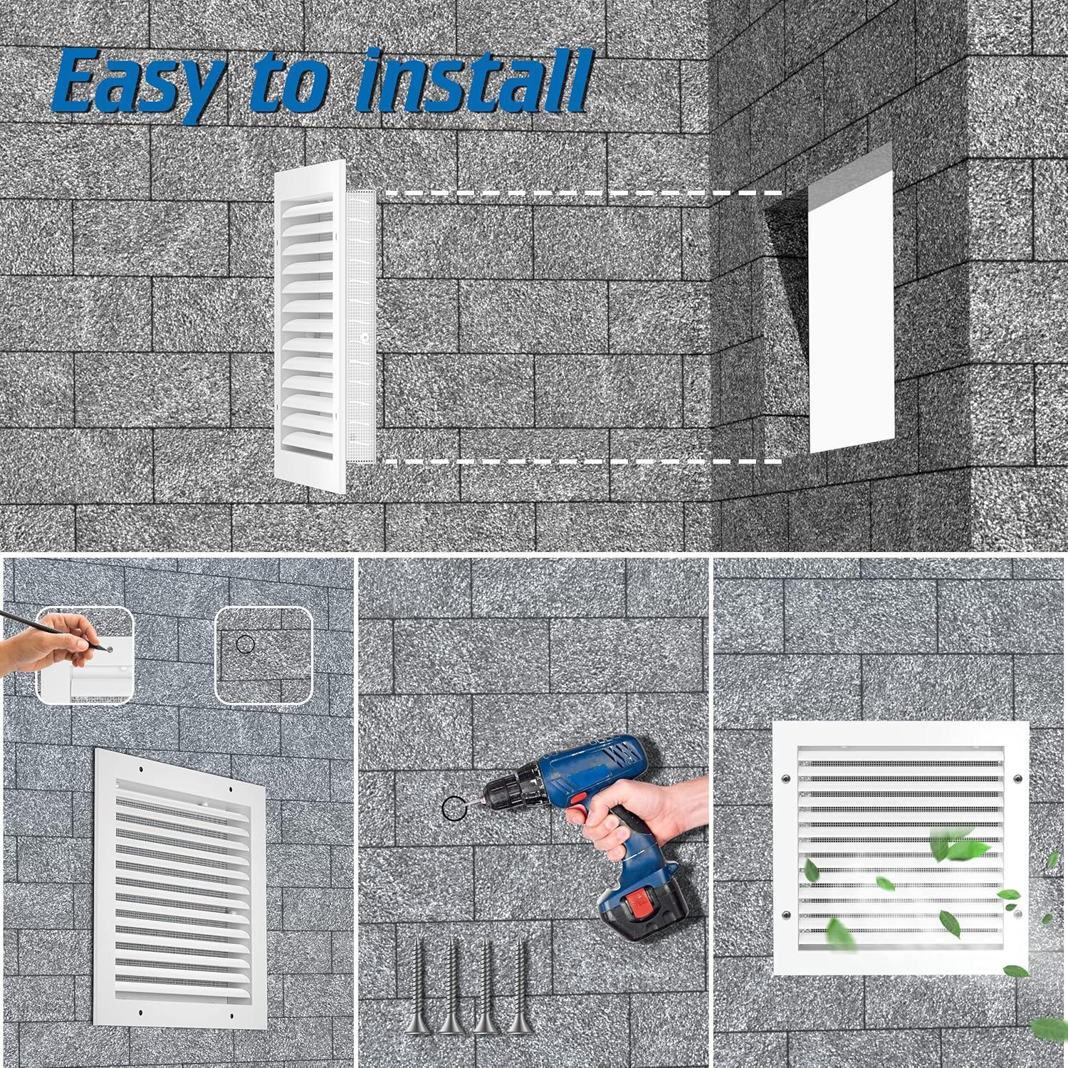 Ventilación de Gable Hon&Guan 30.48x30.48 cm Aluminio Blanco