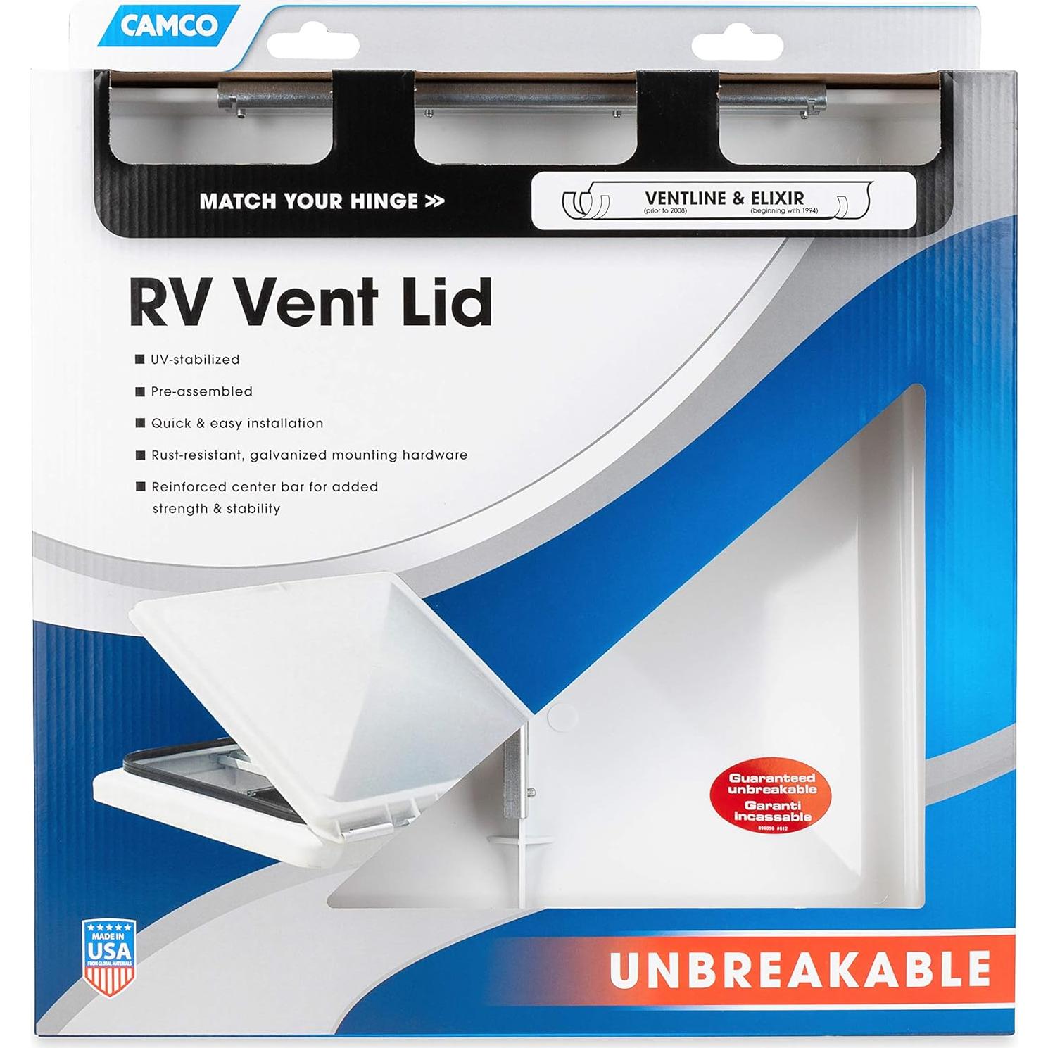 Tapa de Ventilación Camco 40168 Policarbonato Blanco 43.18x40.64cm