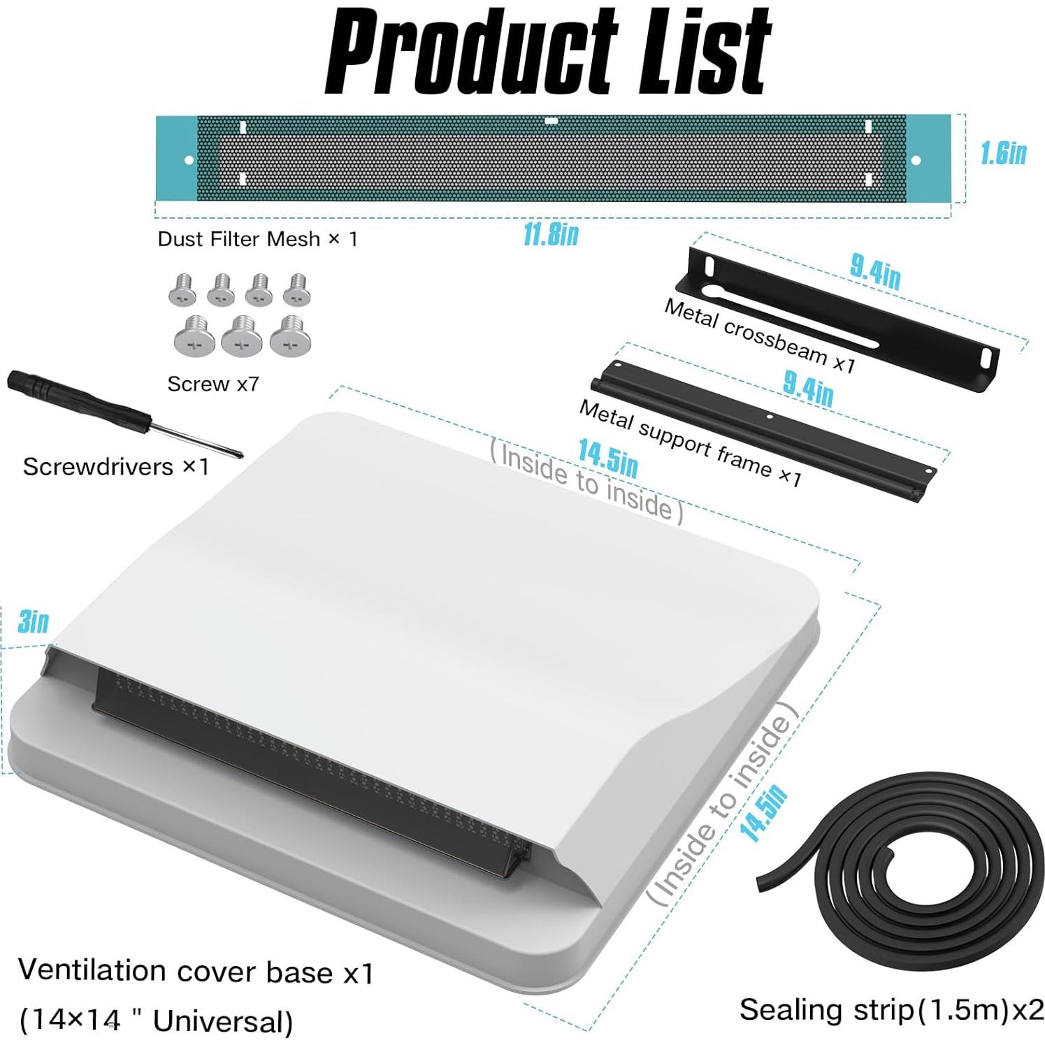 Cubierta de Ventilación para Techo de RV ACOVER 14"x14"