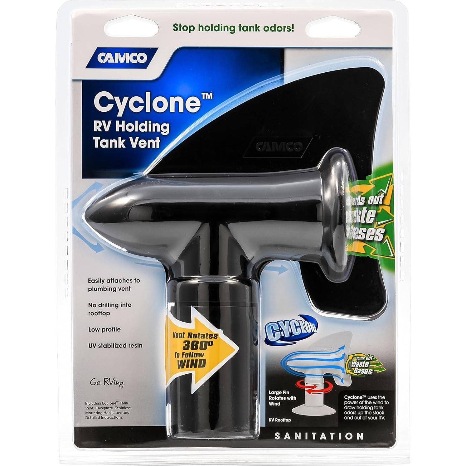 Cubierta de Ventilación Camco Cyclone 40597 - Extrae Olores RV