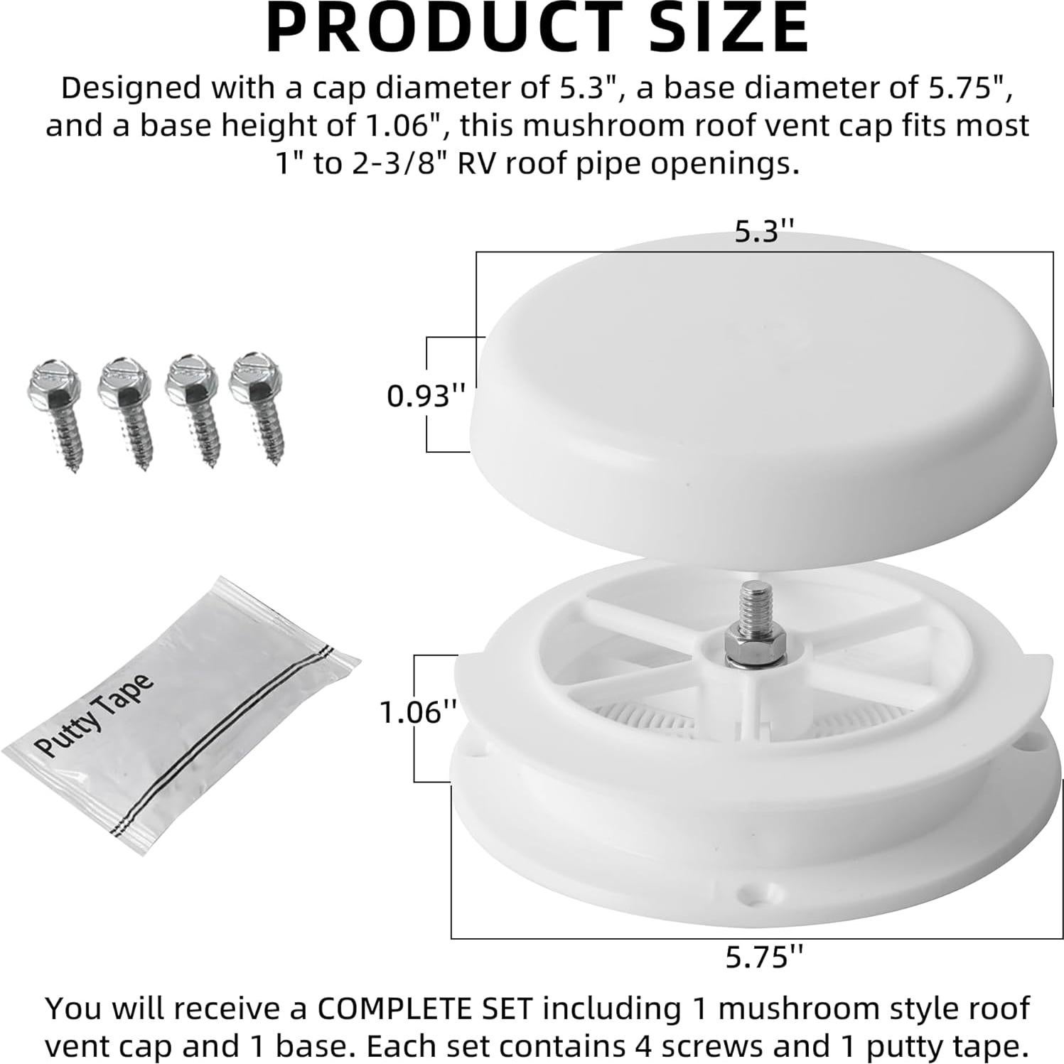 2 Tapas de Ventilación de Techo Estilo Hongo Aussio - Blanca