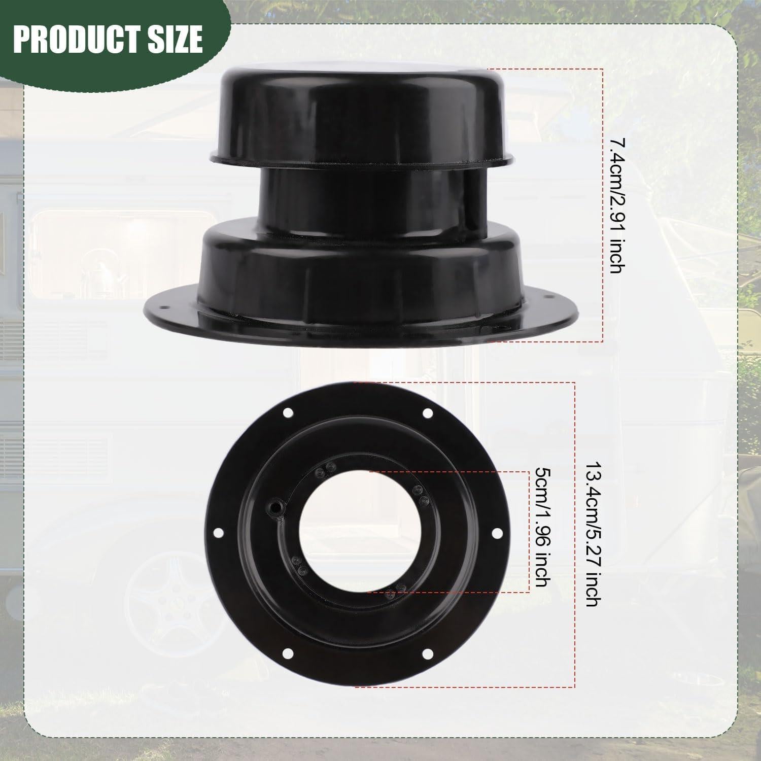 Cubierta de Ventilación de Techo RV Plástico Negro 13.4cm