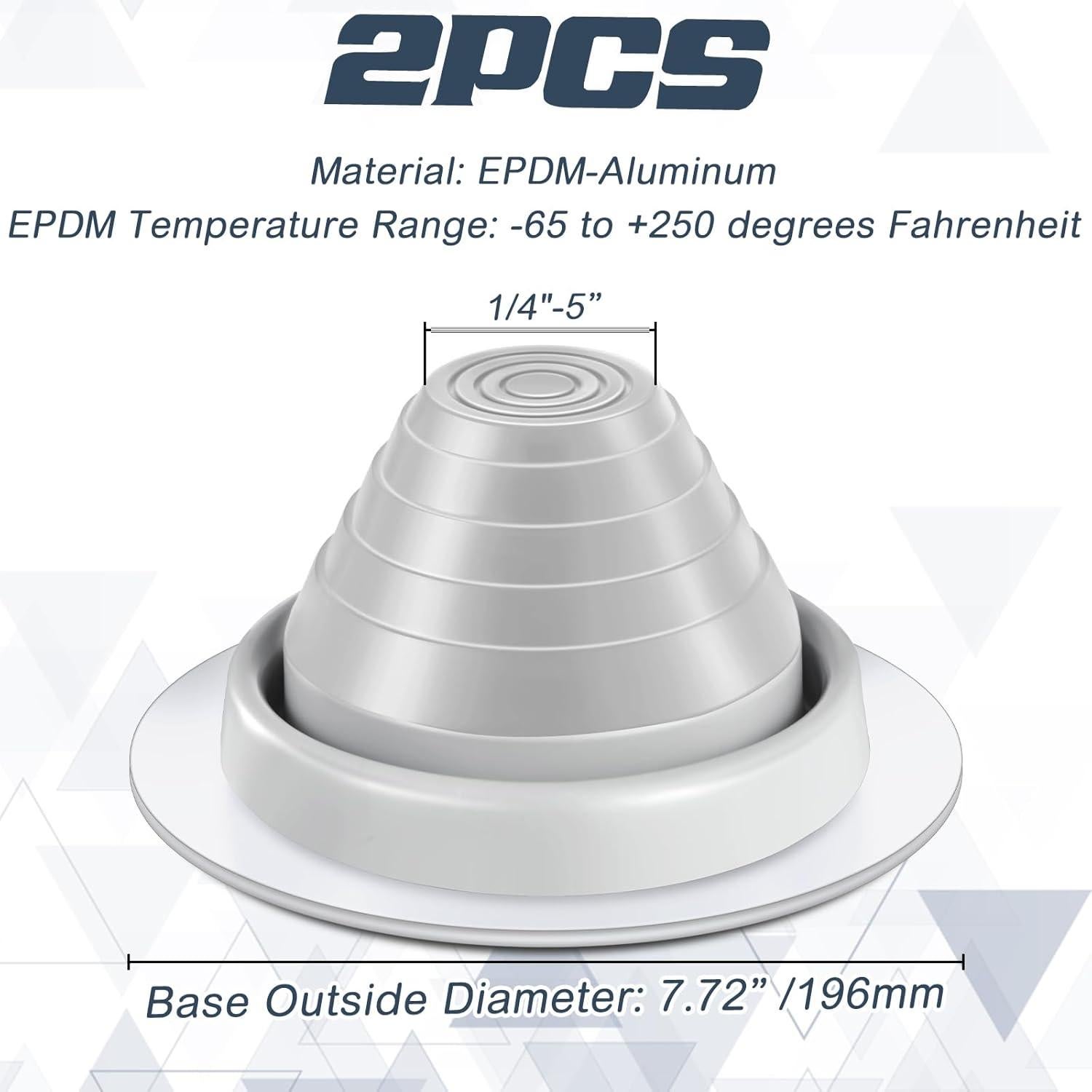 2 Botas de Flashing para Tuberías 1/4 a 5 EPDM Gris