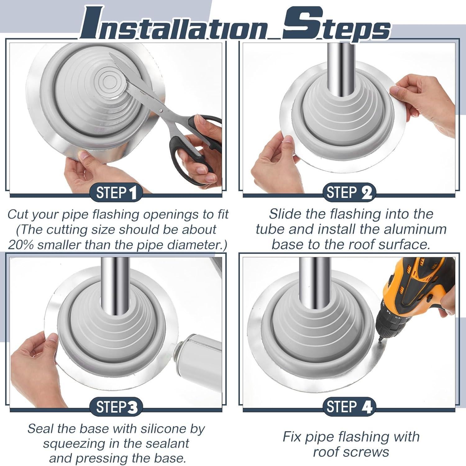 2 Botas de Flashing para Tuberías 1/4 a 5 EPDM Gris