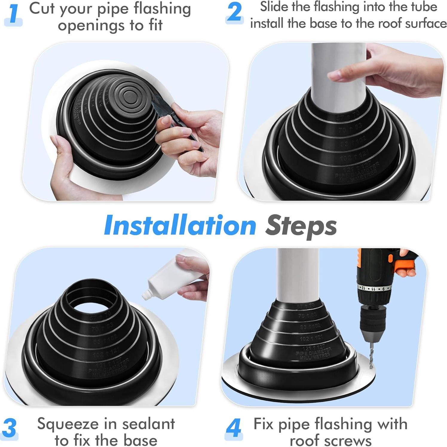 Kit de Ventilación de Techo ACNOYEL, 4 Pcs, Silicona Negra