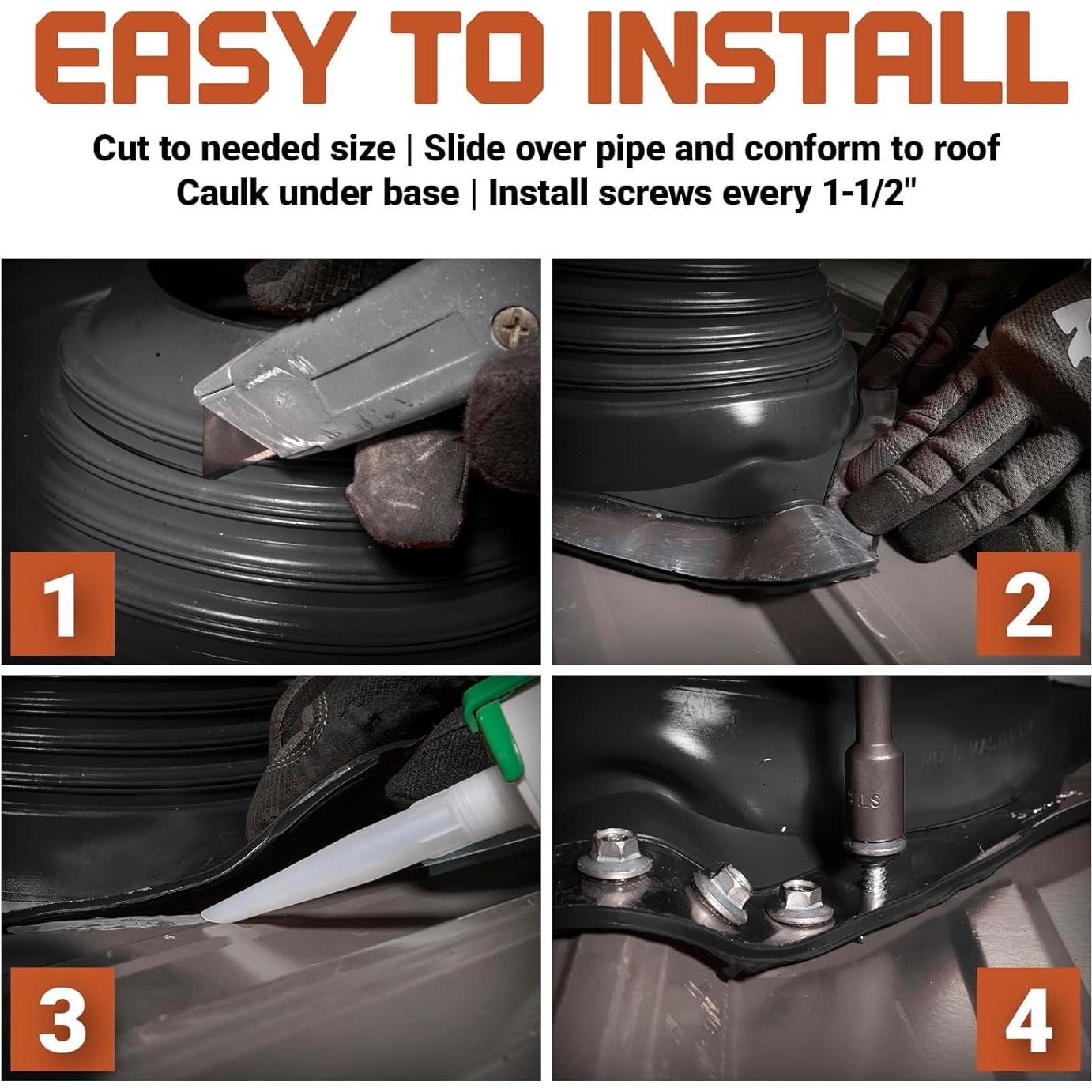 Tapa de Tubería Cuadrada EPDM ST Fastening 1/4 a 2-3/4 OD Negra