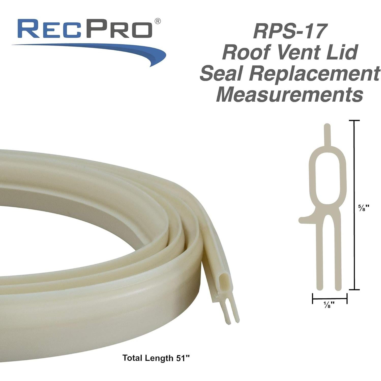 Sello de Ventilación para Techo de RV RecPro 129.54 cm Vinilo Blanco