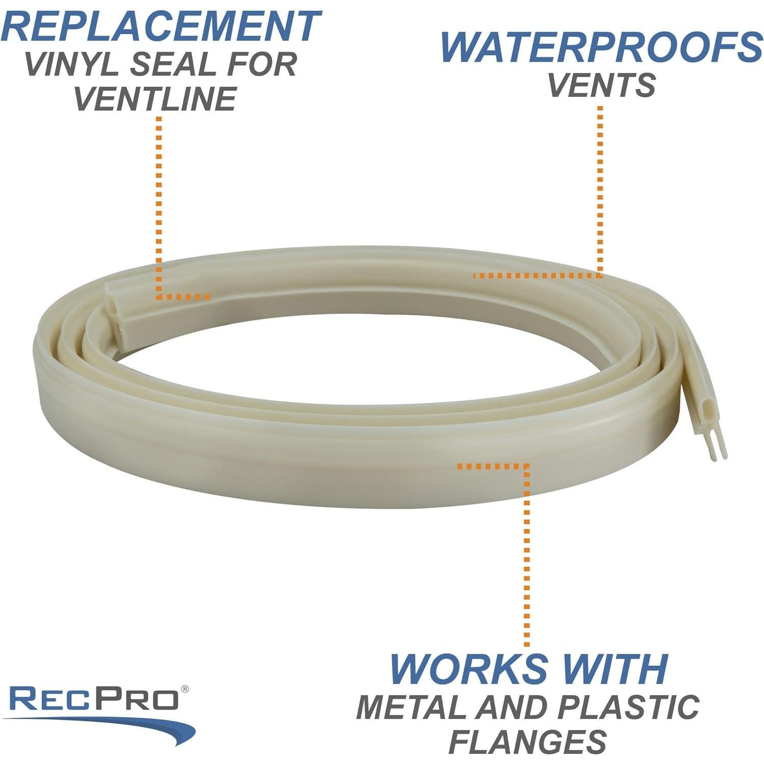 Sello de Ventilación para Techo de RV RecPro 129.54 cm Vinilo Blanco