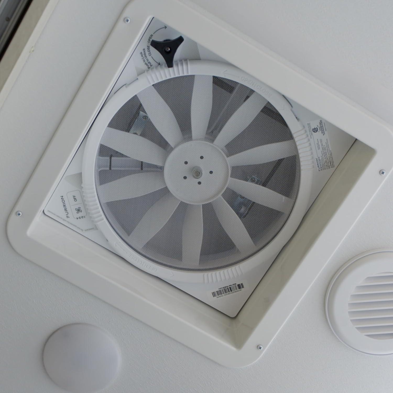 Ventilador de Techo Furrion 14" para RV 10 Aspas 12V Blanco