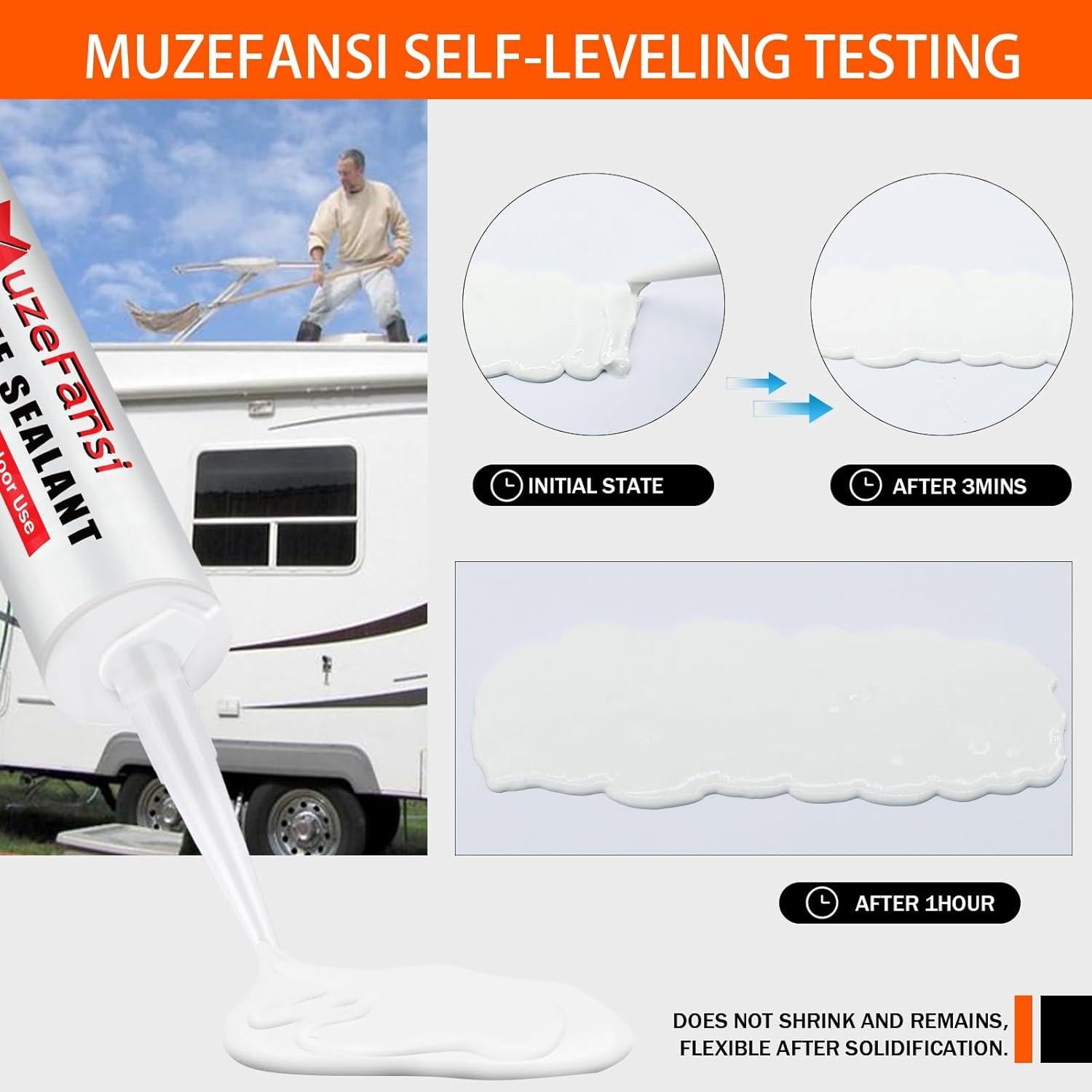 Sellador de Techo RV Autonivelante MuzeFansi - Paquete de 4, 40.4 oz