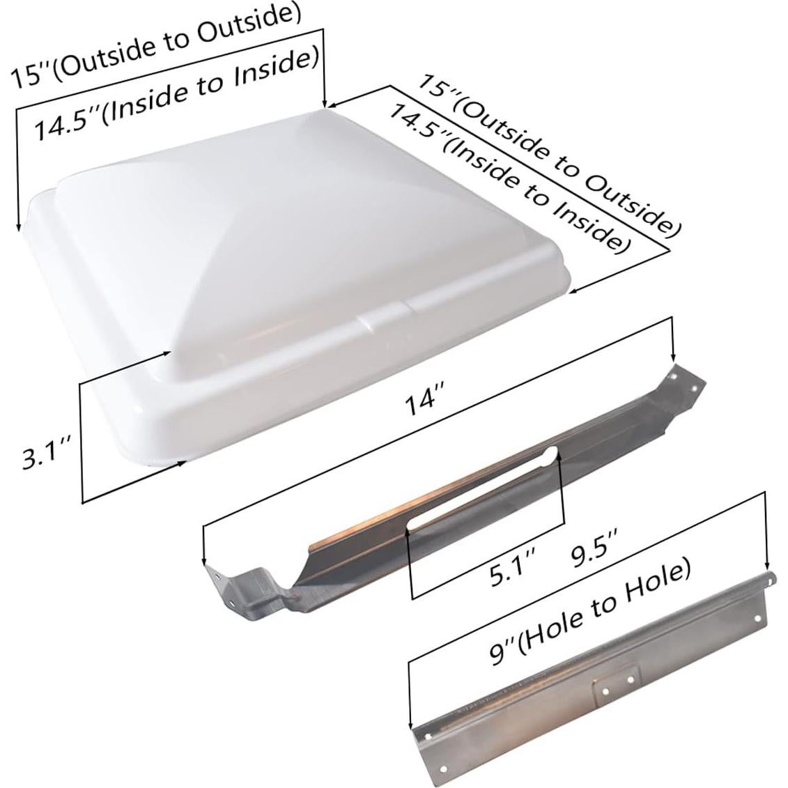Cubierta de Ventilación de Techo RV Supermotorparts 14"x14" 3 Piezas
