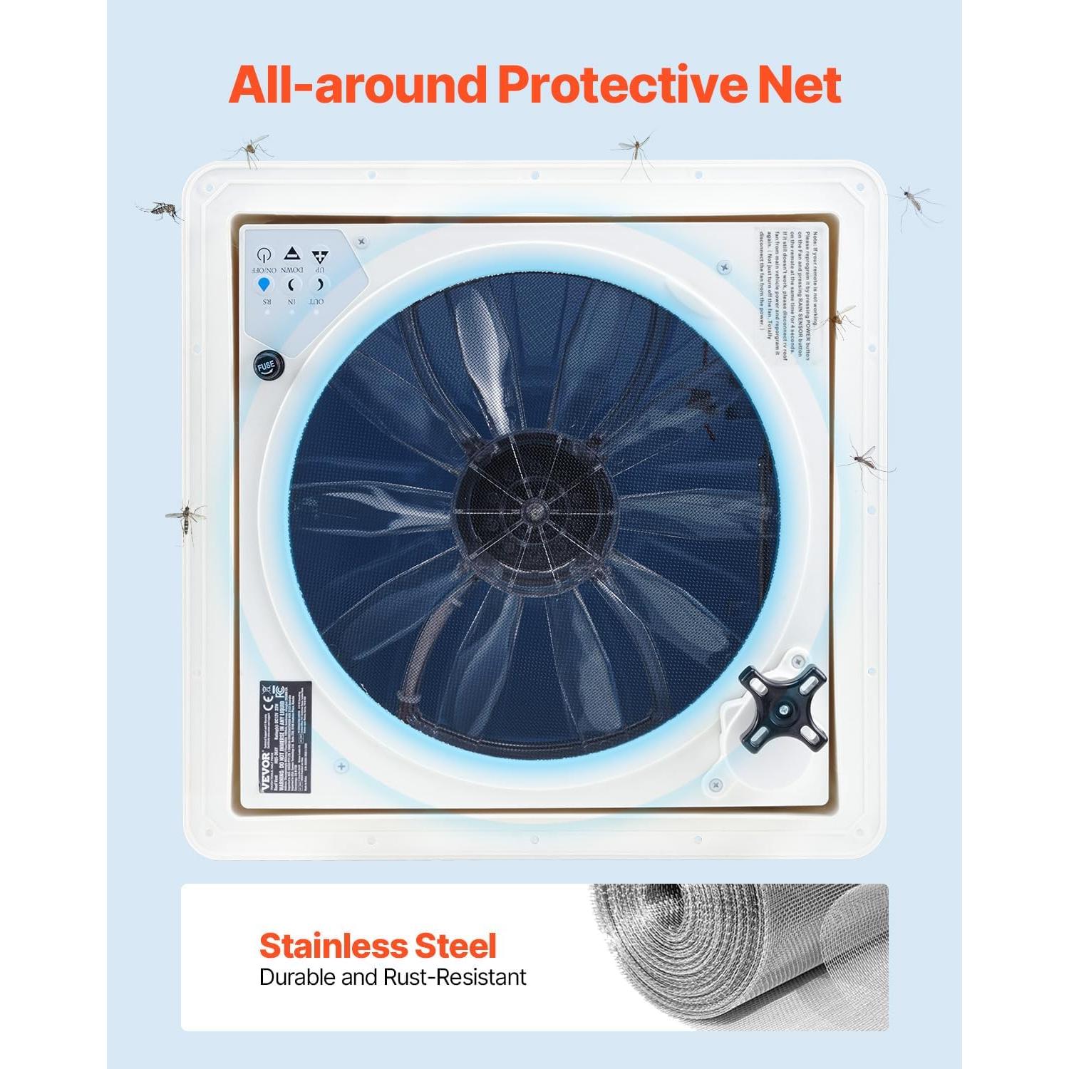 Ventilador de Techo VEVOR 35.6 cm para RV 12V con Control Remoto