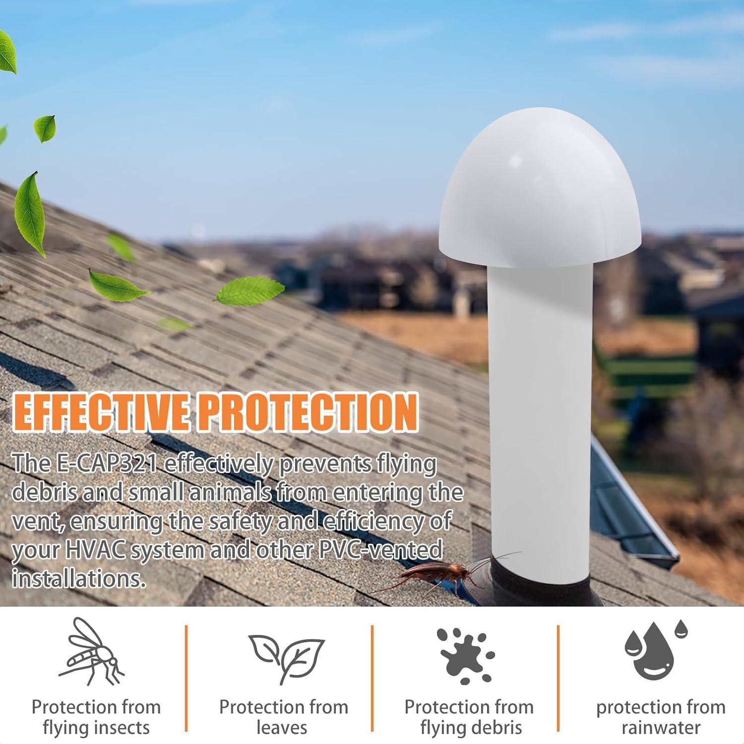 Tapa de Ventilación de PVC E-CAP321 para Chimenea 3 tamaños