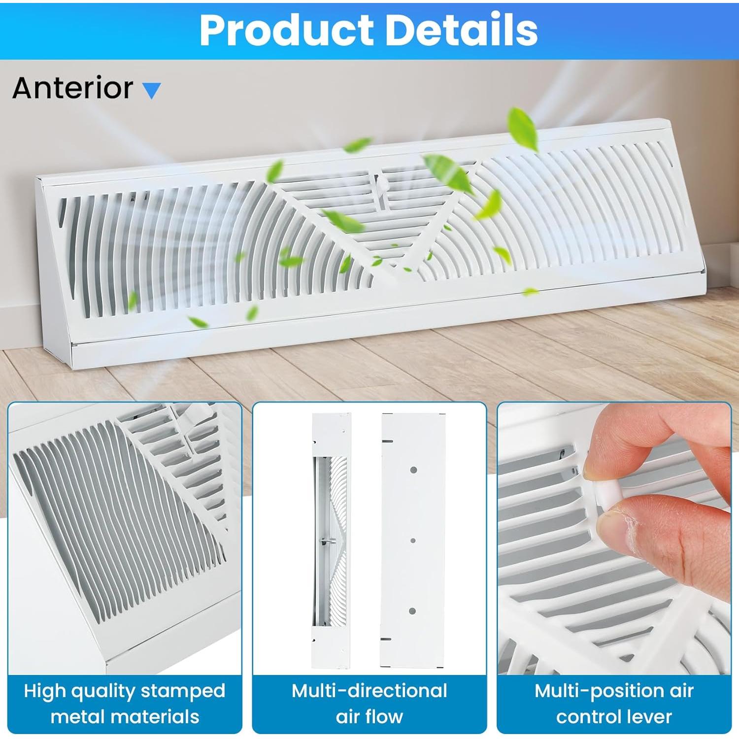 Difusor de Ventilación Aremae 18" Blanco Ajustable HVAC